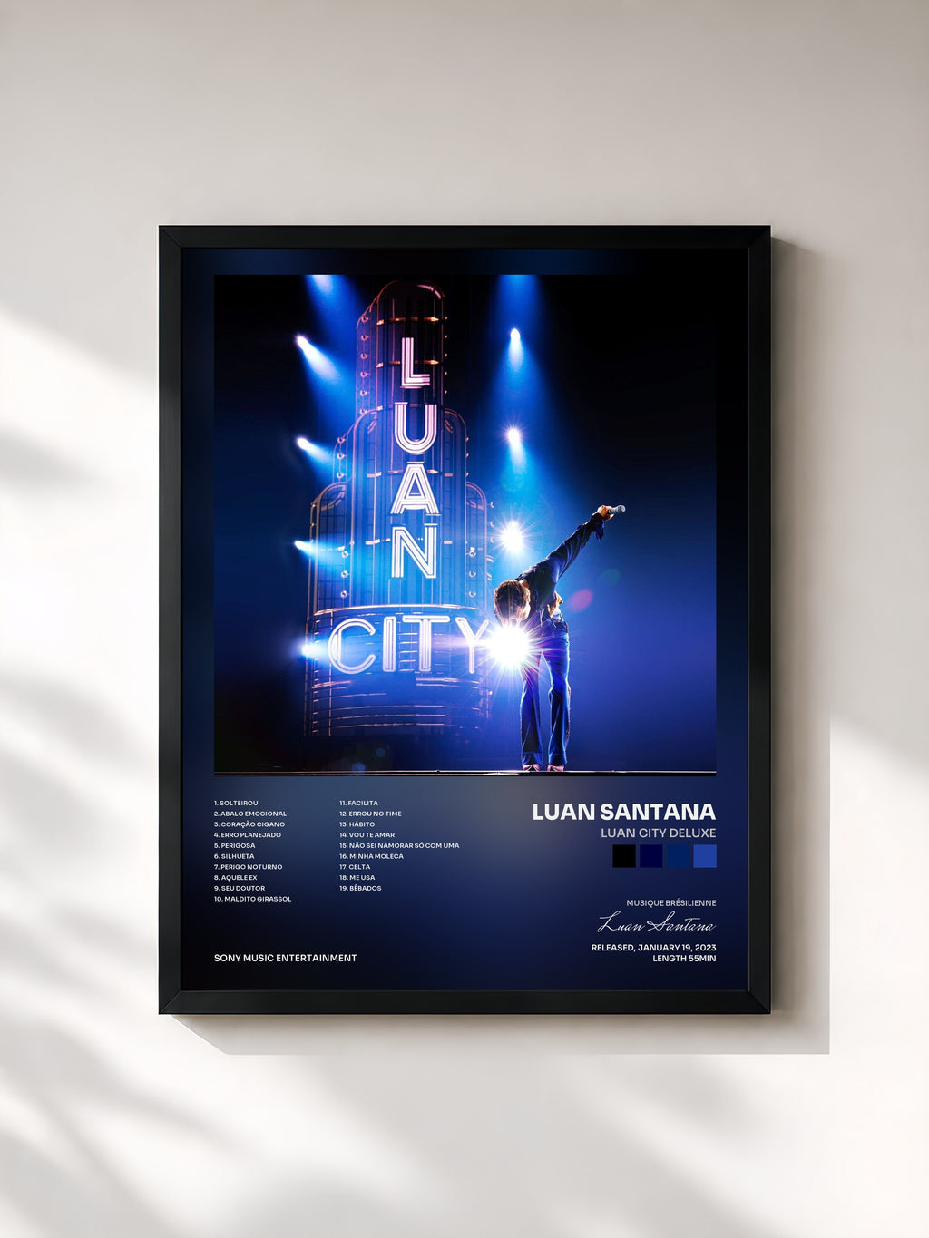#noir Tableau de l'album LUAN CITY DELUXE de Luan Santana, cadre noir, imprimé et encadré en France
