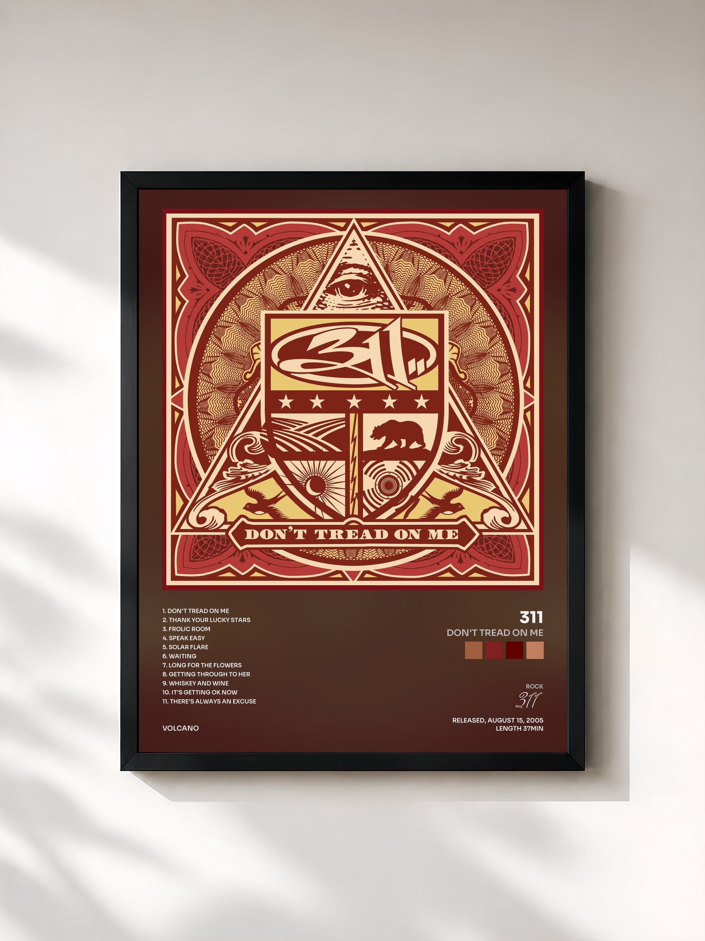 #noir Tableau de l'album Don't Tread On Me de 311, cadre noir, imprimé et encadré en France