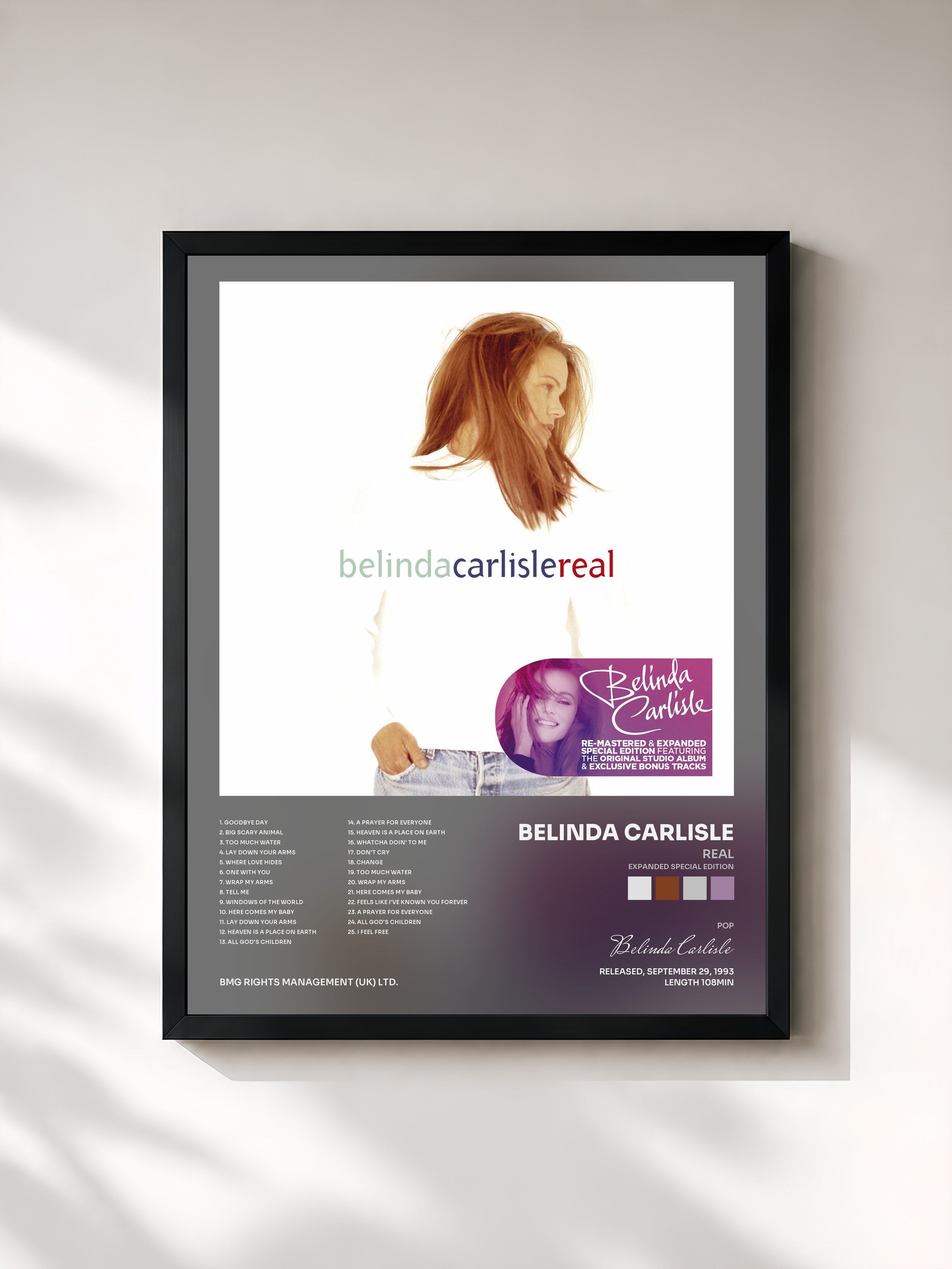 #noir Tableau de l'album Real (Expanded Special Edition) de Belinda Carlisle, cadre noir, imprimé et encadré en France