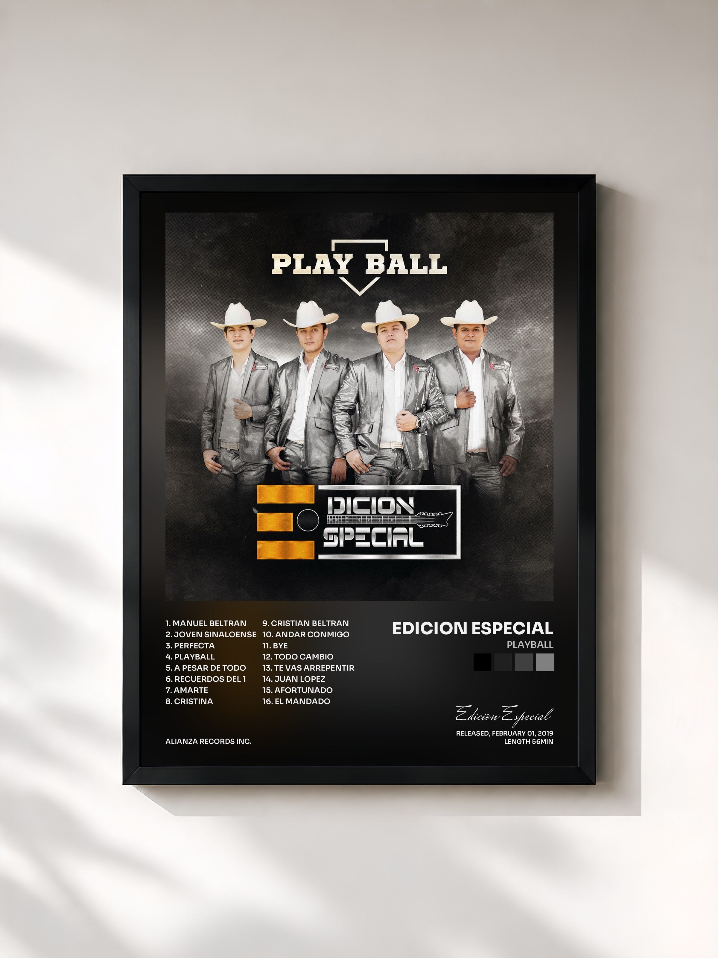 #noir Tableau de l'album Playball de Edicion Especial, cadre noir, imprimé et encadré en France