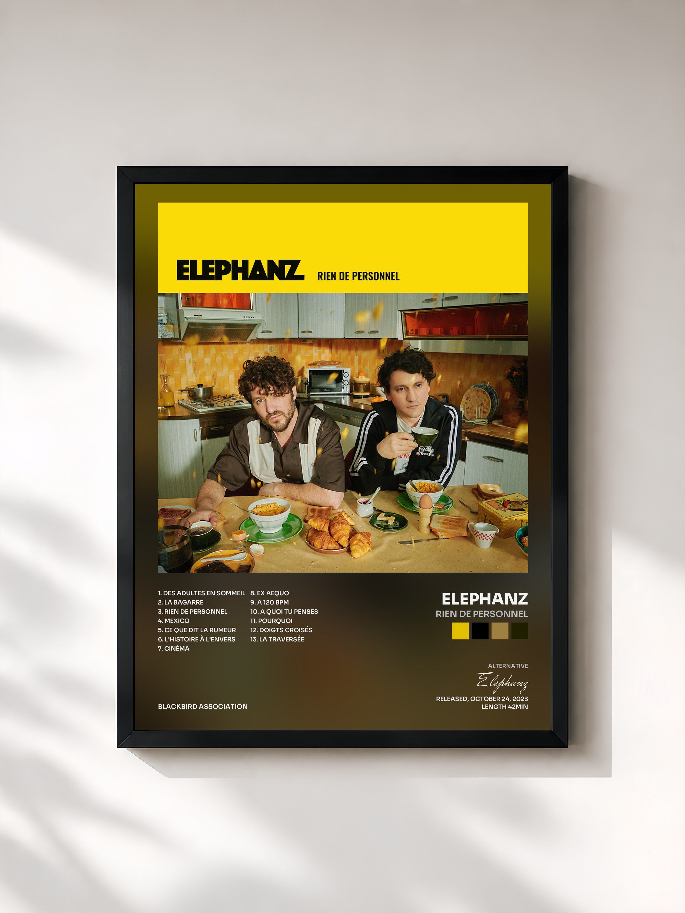 #noir Tableau de l'album Rien De Personnel de Elephanz, cadre noir, imprimé et encadré en France