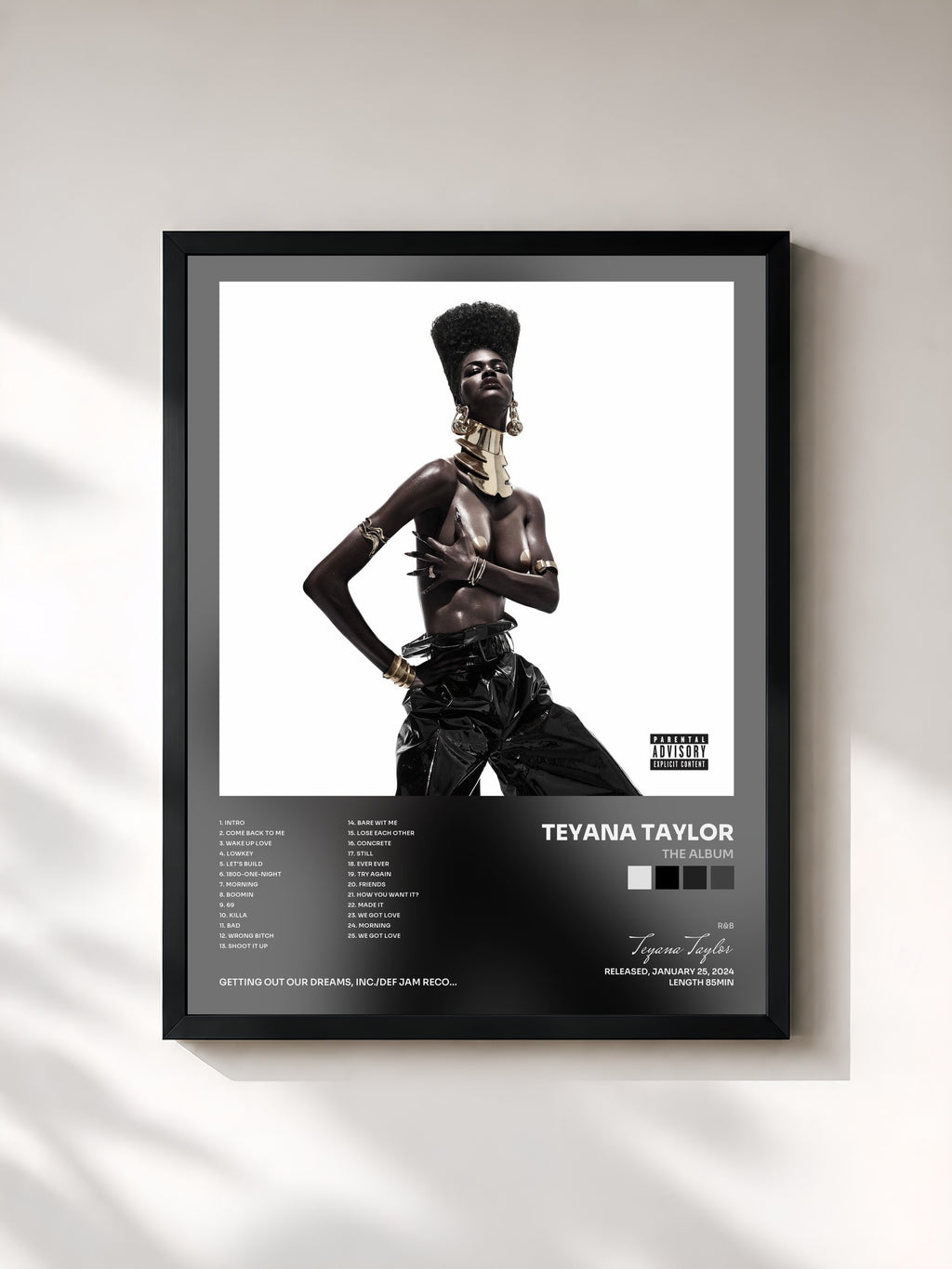 #noir Tableau de l'album The Album de Teyana Taylor, cadre noir, imprimé et encadré en France