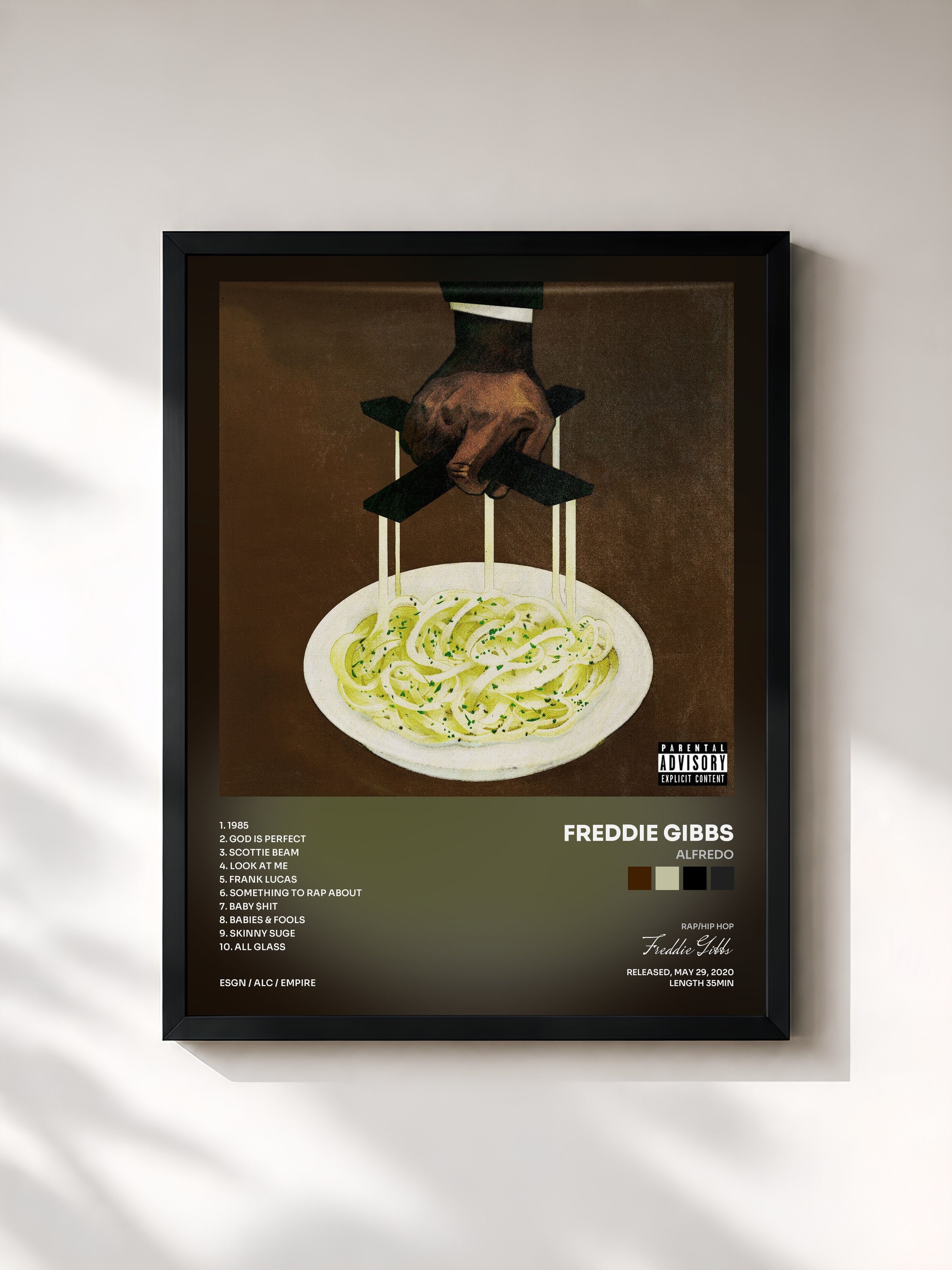 #noir Tableau de l'album Alfredo de Freddie Gibbs, cadre noir, imprimé et encadré en France