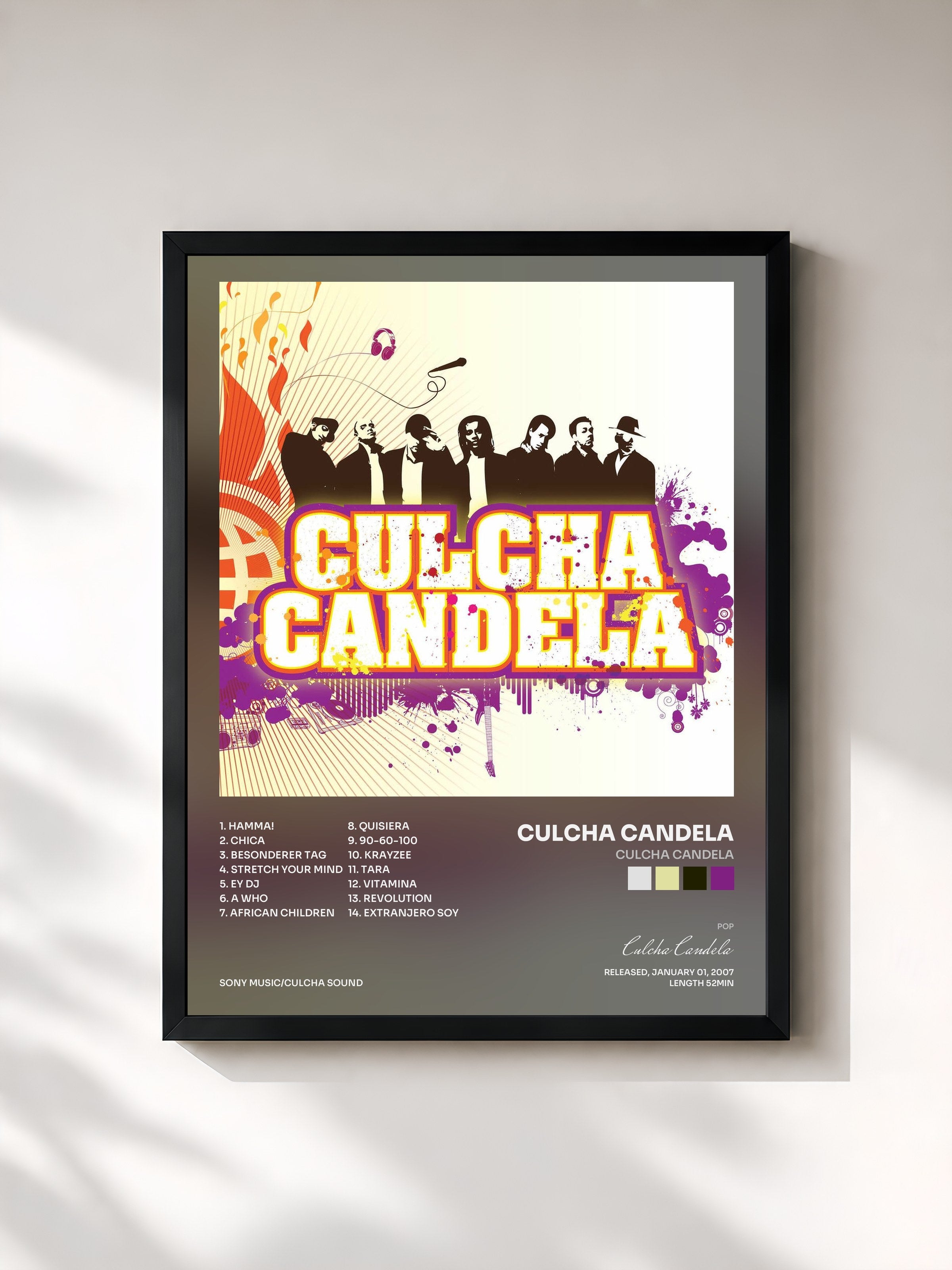 #noir Tableau de l'album Culcha Candela de Culcha Candela, cadre noir, imprimé et encadré en France