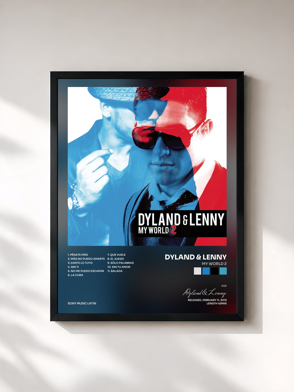 #noir Tableau de l'album My World 2 de Dyland & Lenny, cadre noir, imprimé et encadré en France