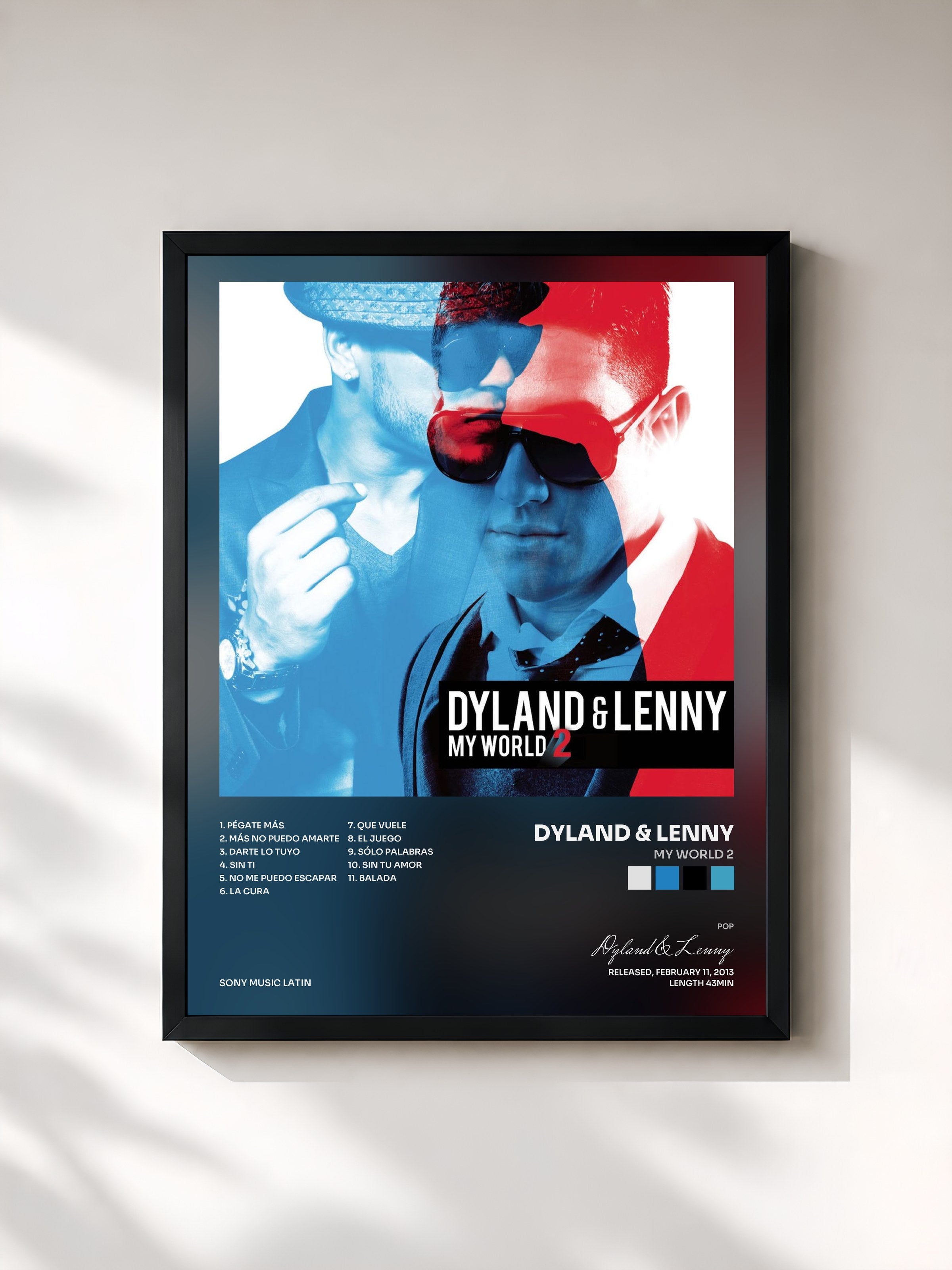 #noir Tableau de l'album My World 2 de Dyland & Lenny, cadre noir, imprimé et encadré en France