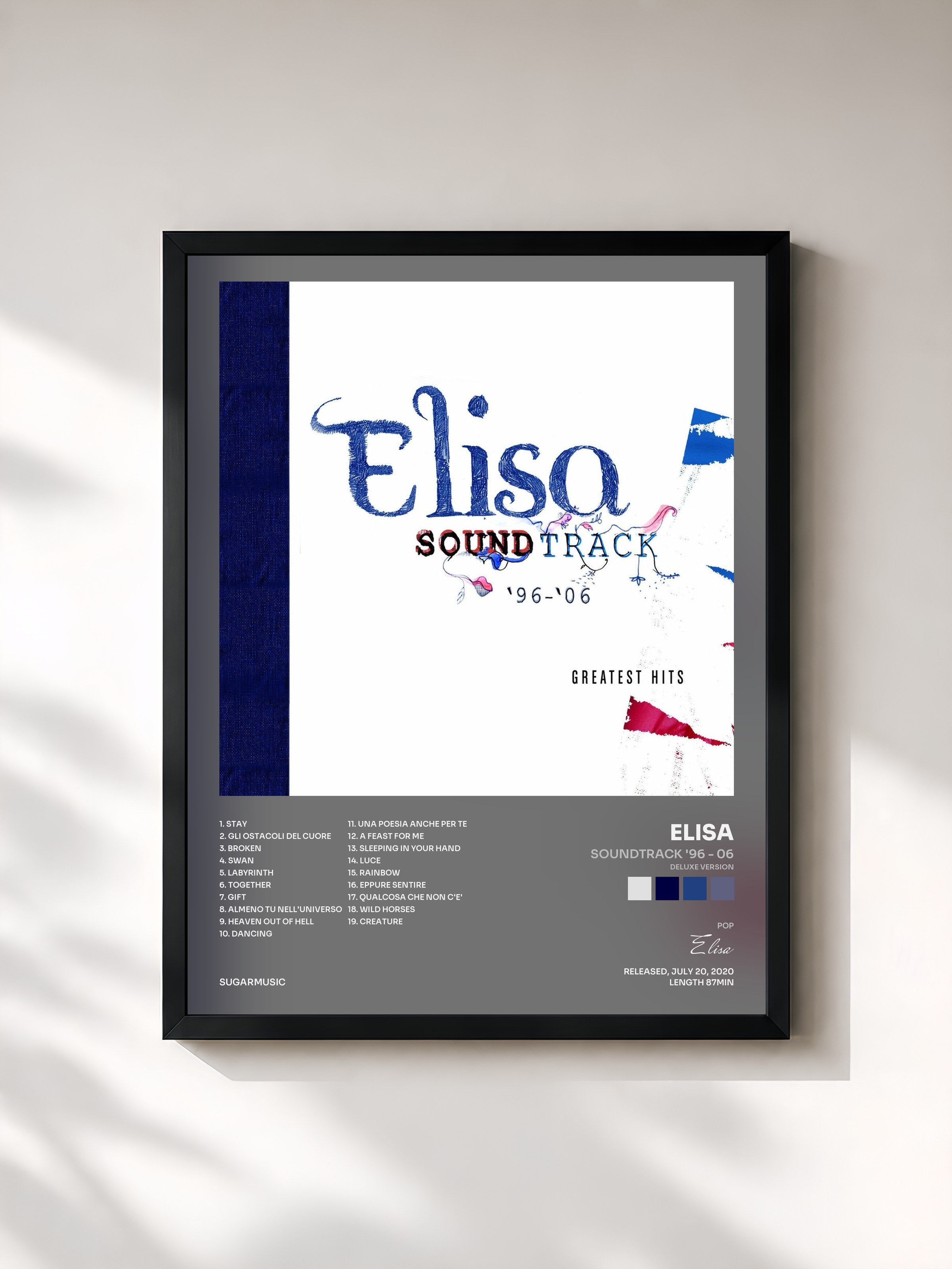 #noir Tableau de l'album Soundtrack '96 - 06 (Deluxe Version) de Elisa, cadre noir, imprimé et encadré en France
