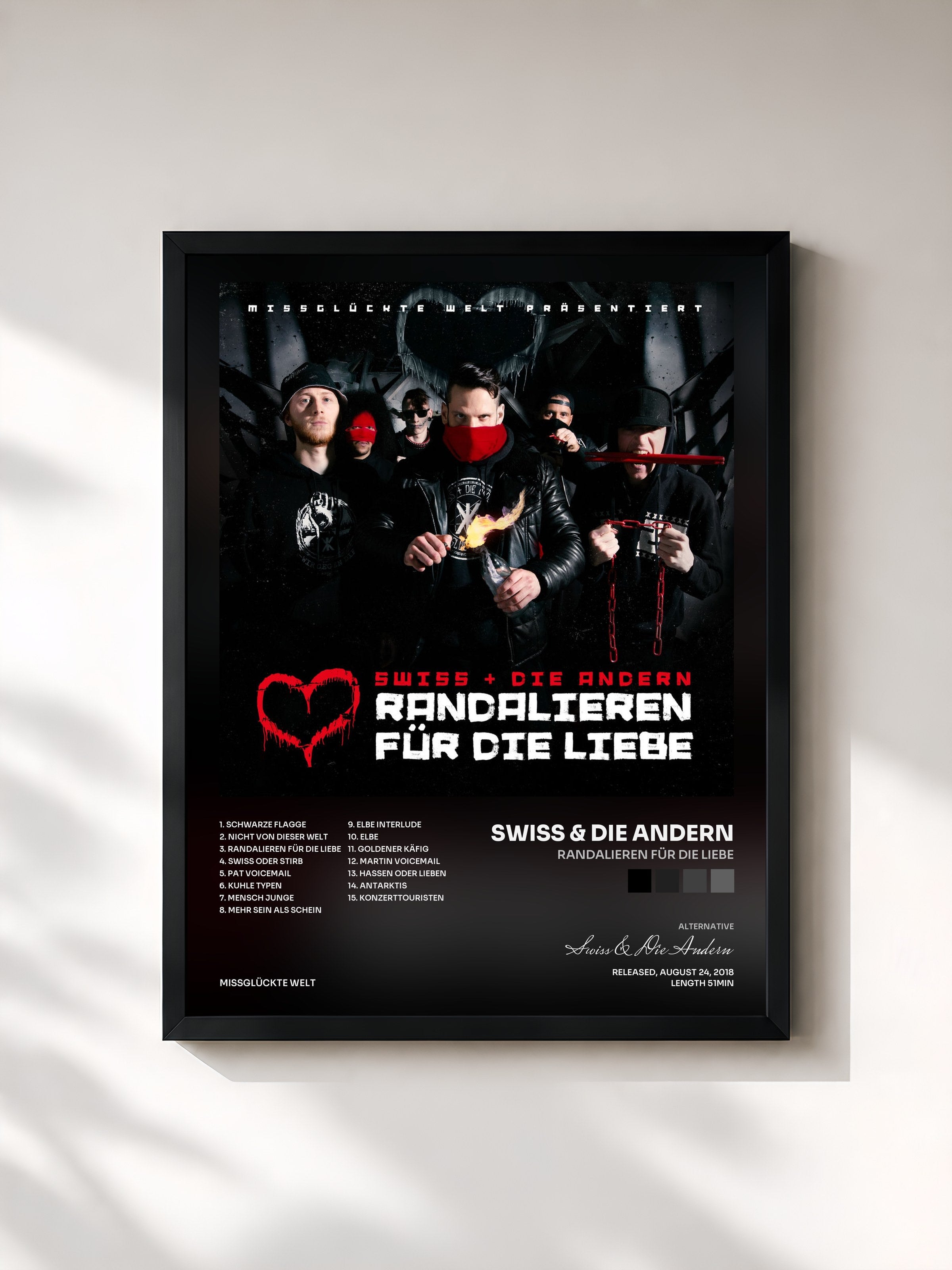 #noir Tableau de l'album Randalieren für die Liebe de Swiss & Die Andern, cadre noir, imprimé et encadré en France