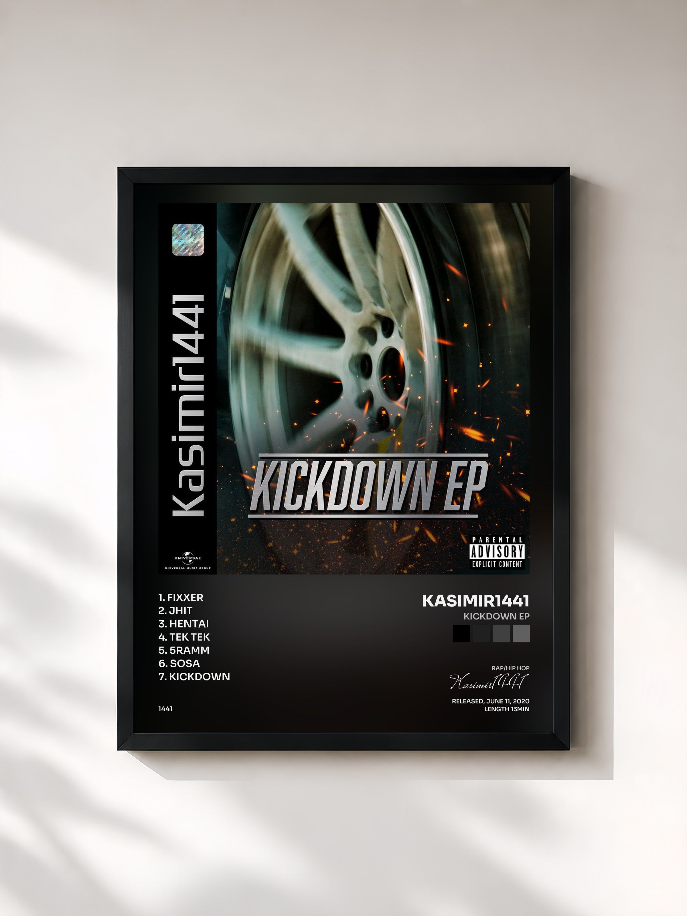 #noir Tableau de l'album KICKDOWN EP de Kasimir1441, cadre noir, imprimé et encadré en France