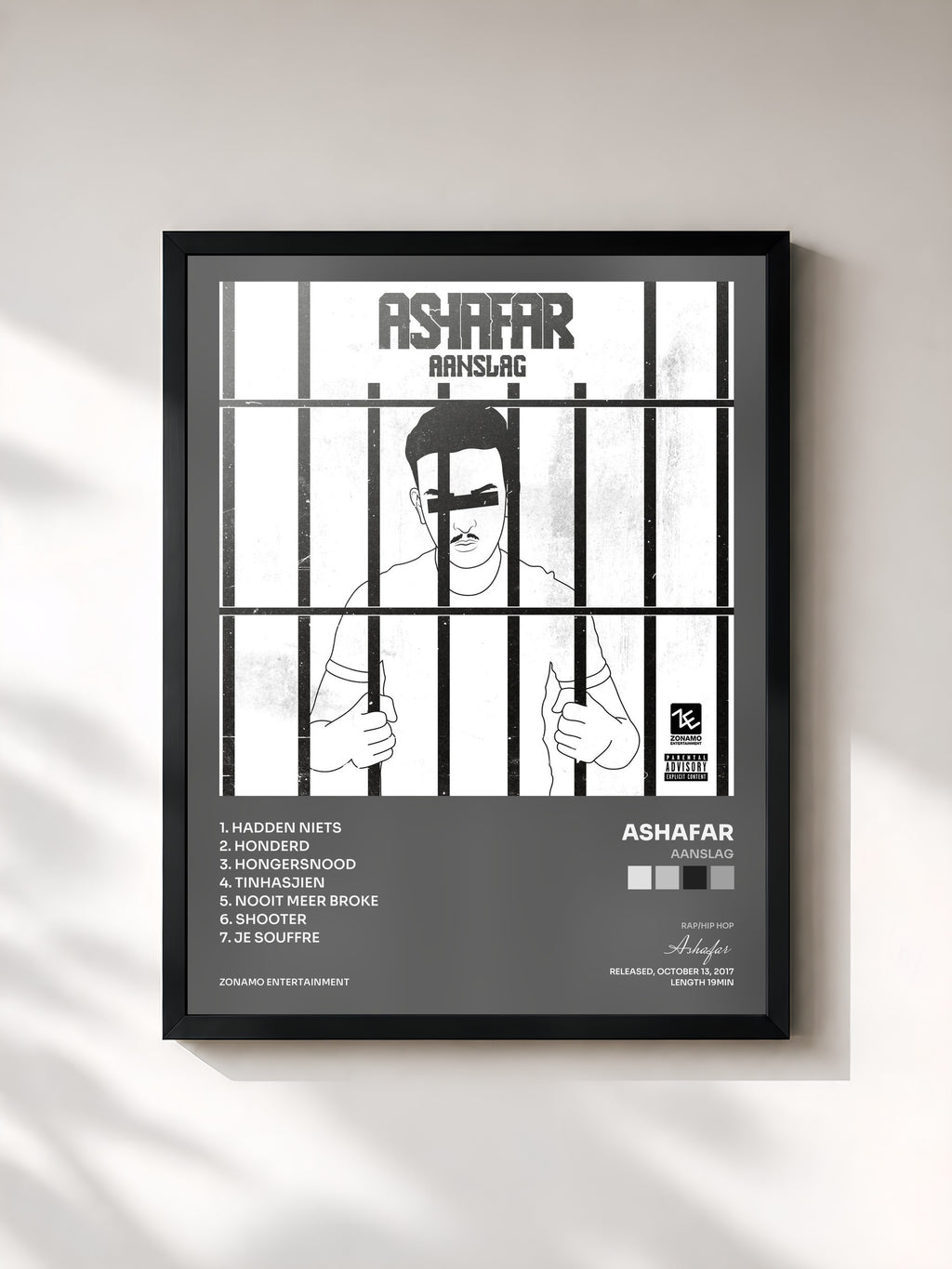 #noir Tableau de l'album Aanslag de Ashafar, cadre noir, imprimé et encadré en France