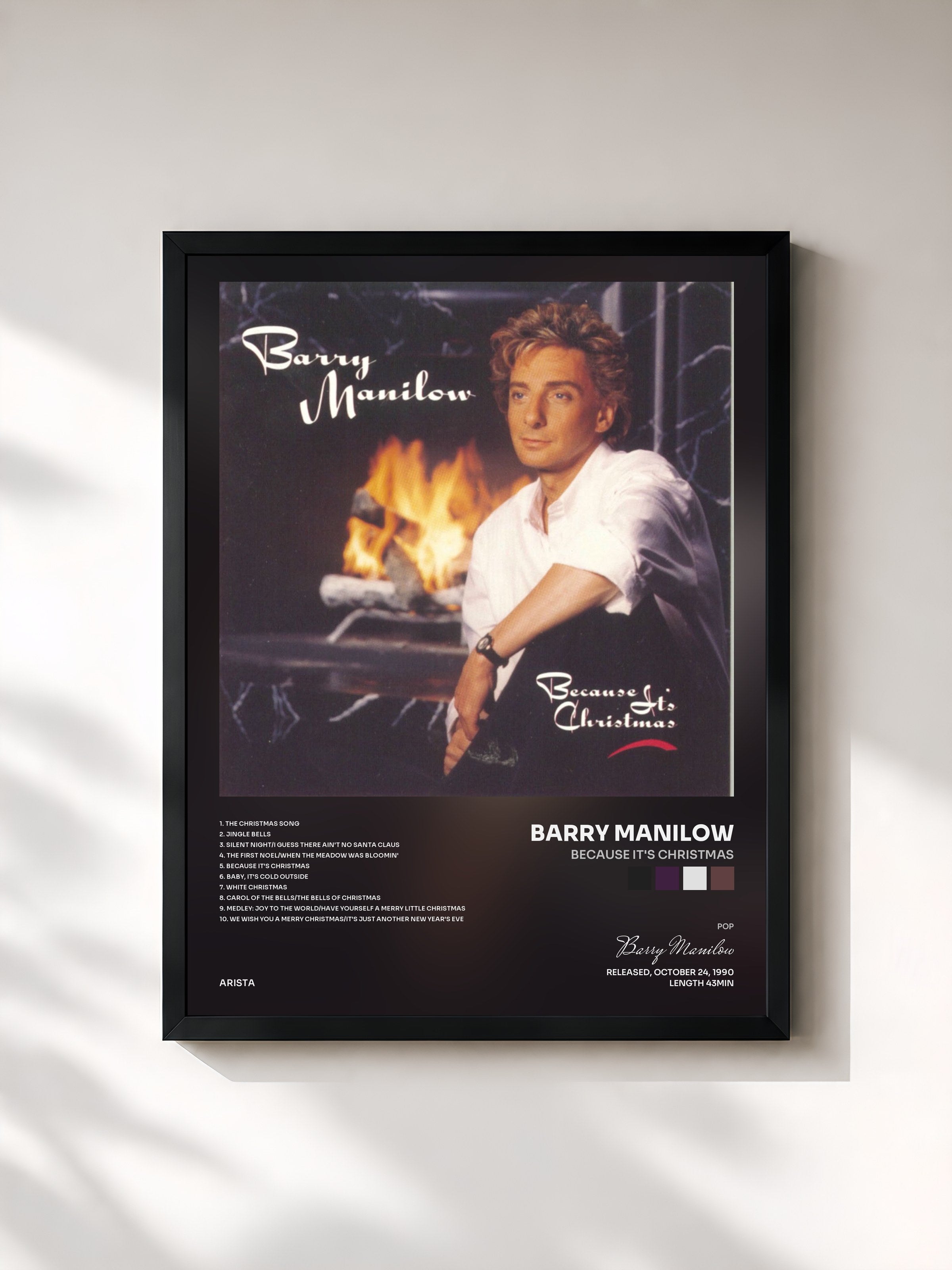 #noir Tableau de l'album Because It's Christmas de Barry Manilow, cadre noir, imprimé et encadré en France