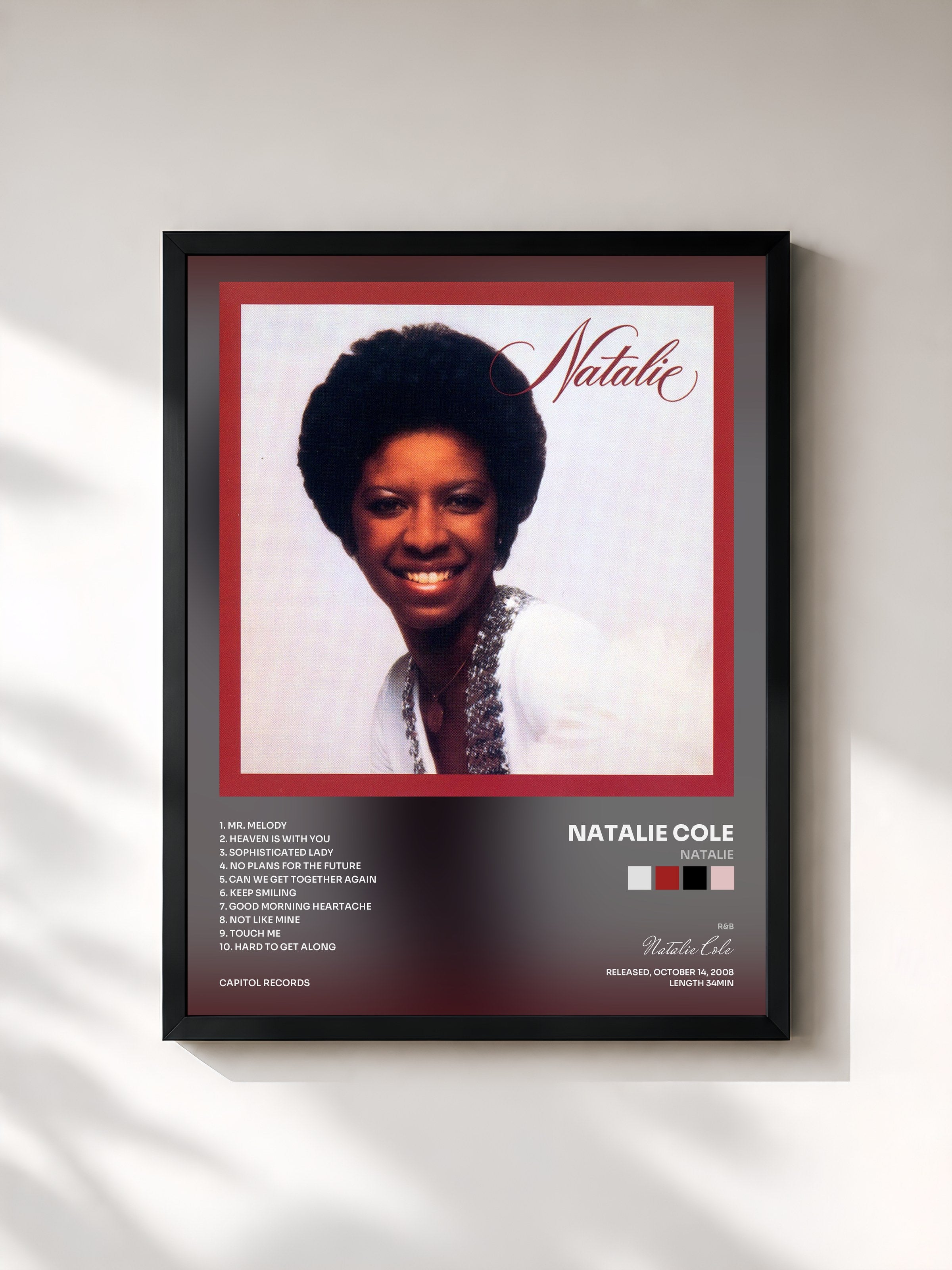 #noir Tableau de l'album Natalie de Natalie Cole, cadre noir, imprimé et encadré en France
