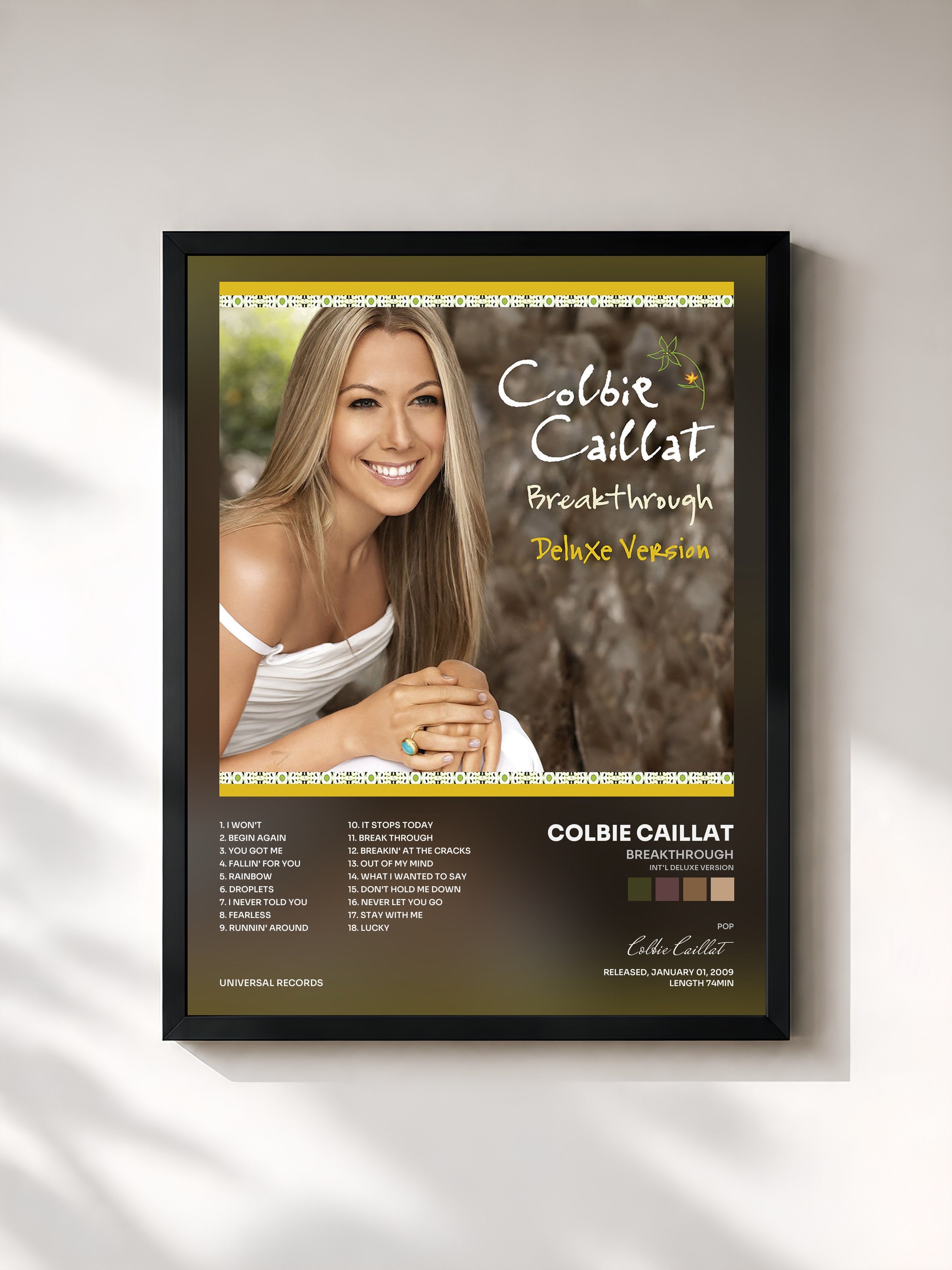 #noir Tableau de l'album Breakthrough (Int'l Deluxe Version) de Colbie Caillat, cadre noir, imprimé et encadré en France