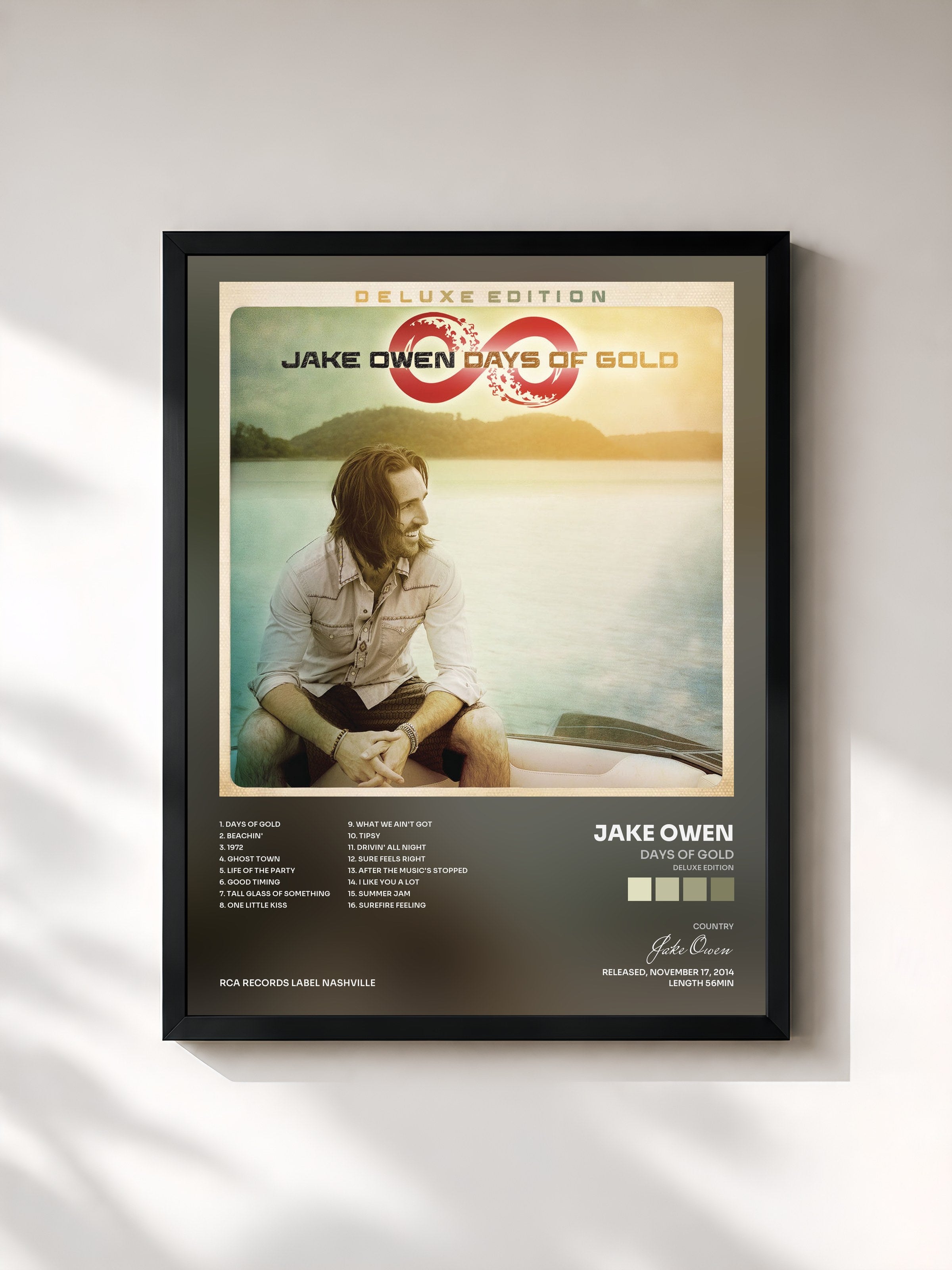 #noir Tableau de l'album Days of Gold (Deluxe Edition) de Jake Owen, cadre noir, imprimé et encadré en France
