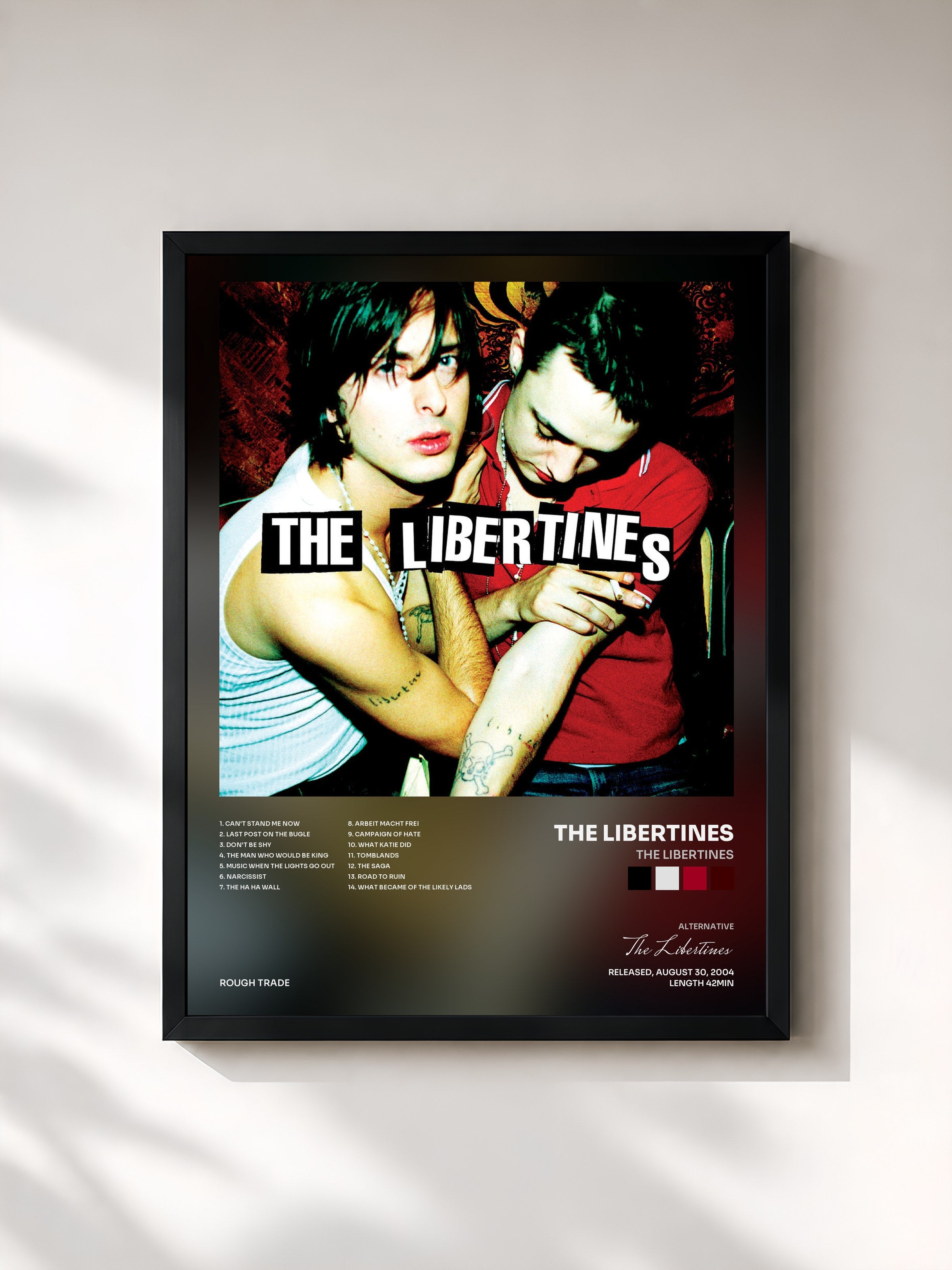 #noir Tableau de l'album The Libertines de The Libertines, cadre noir, imprimé et encadré en France
