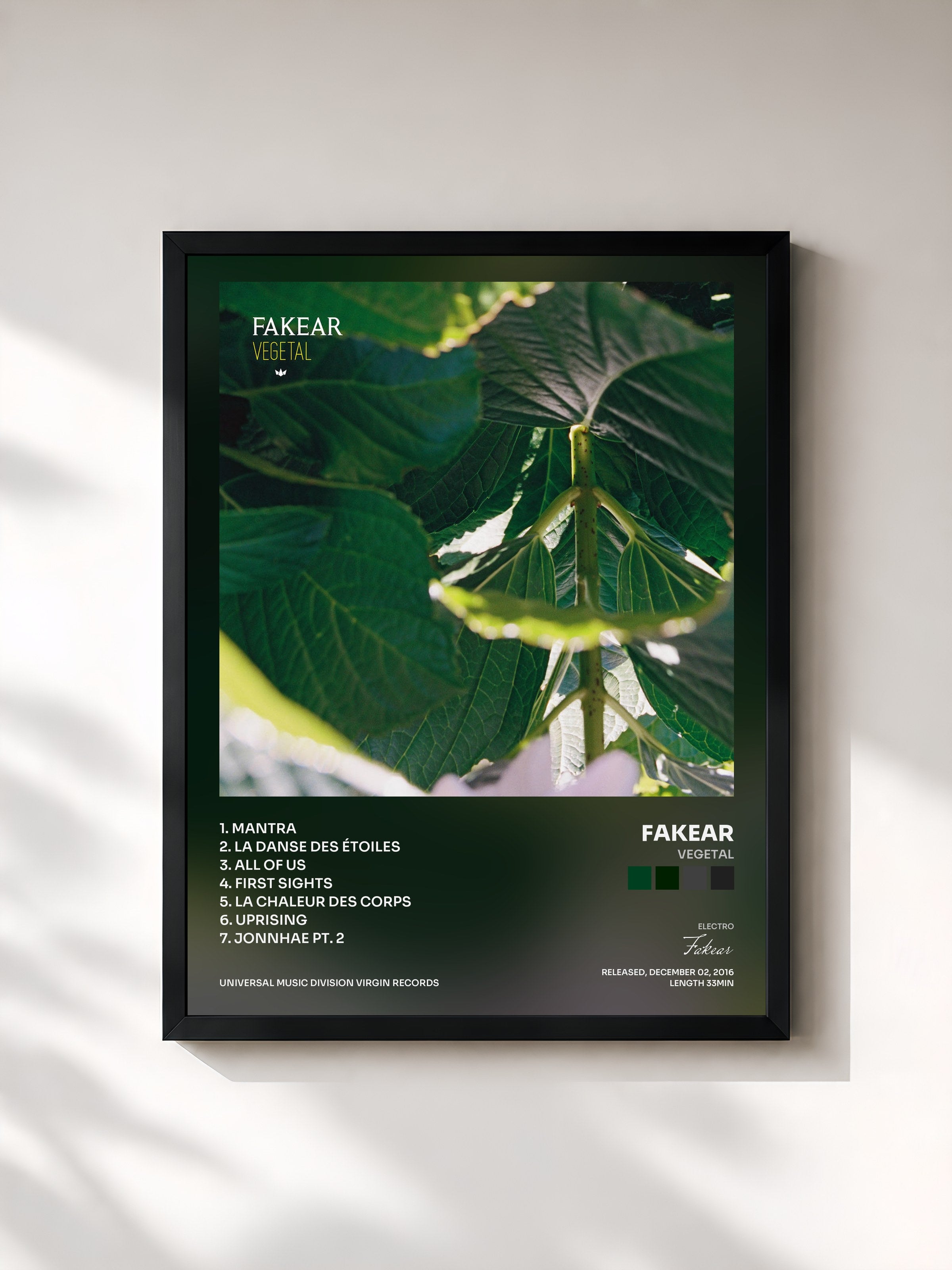 #noir Tableau de l'album Vegetal de Fakear, cadre noir, imprimé et encadré en France