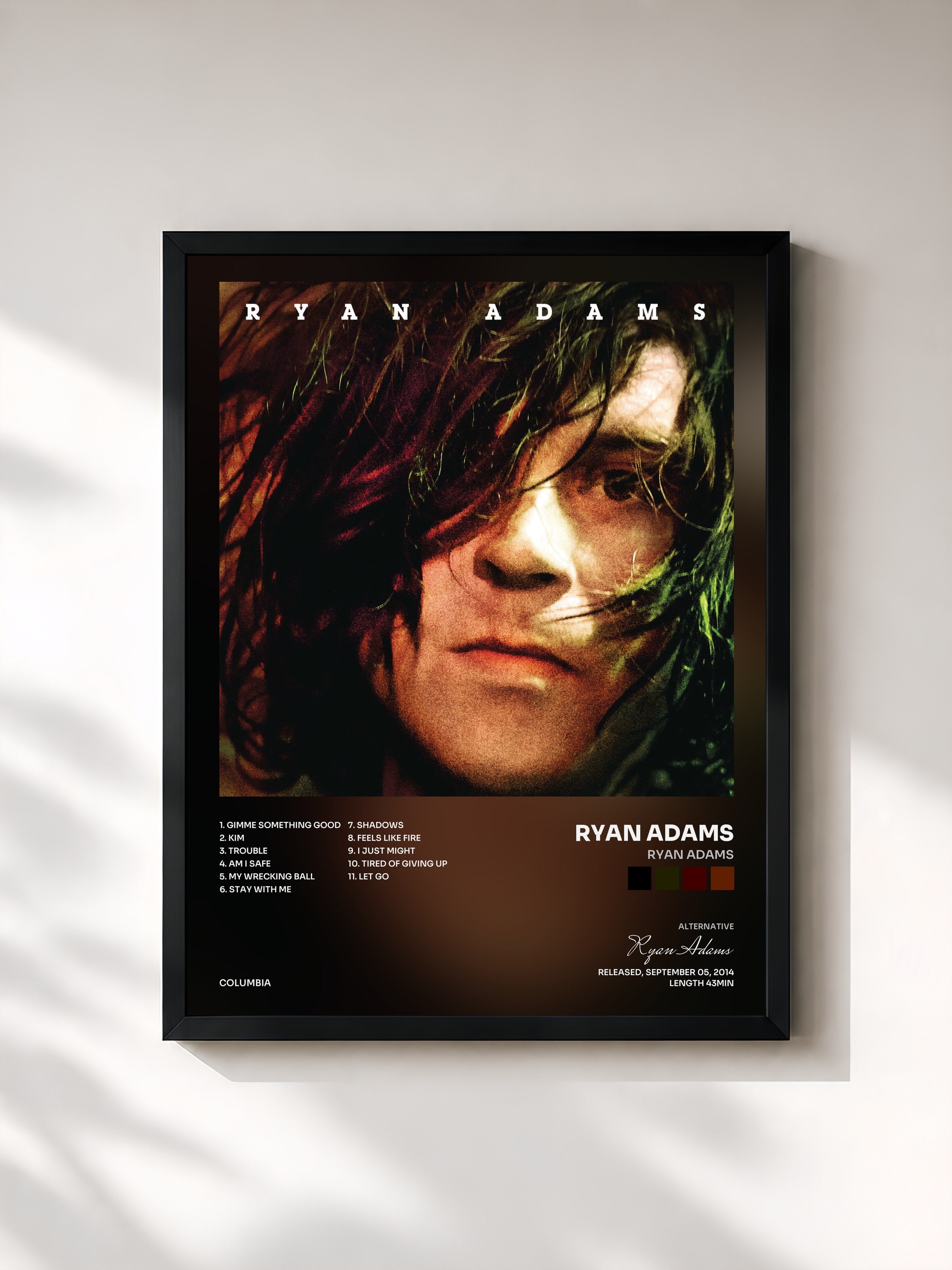 #noir Tableau de l'album Ryan Adams de Ryan Adams, cadre noir, imprimé et encadré en France