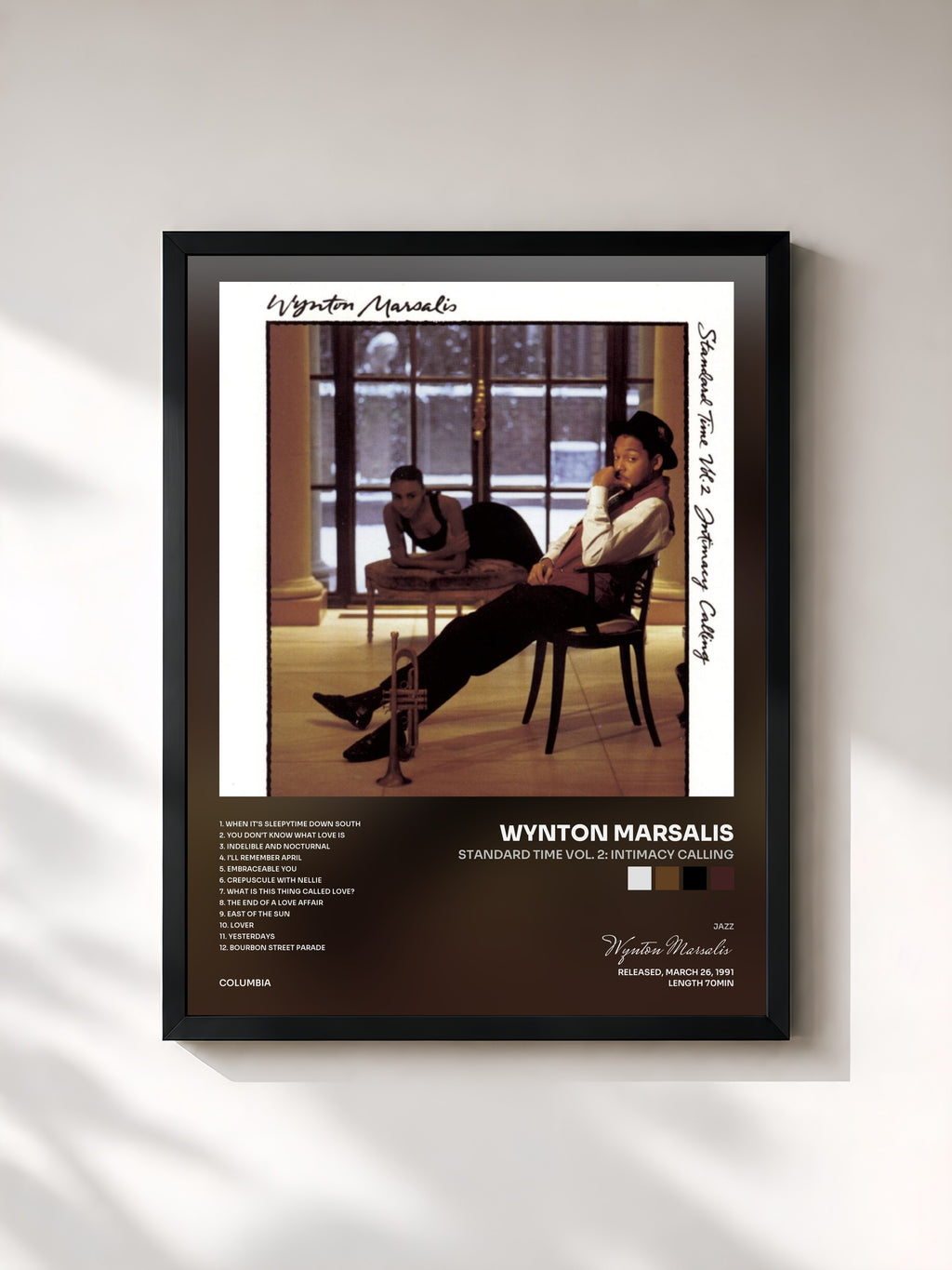 #noir Tableau de l'album Standard Time Vol. 2: Intimacy Calling de Wynton Marsalis, cadre noir, imprimé et encadré en France