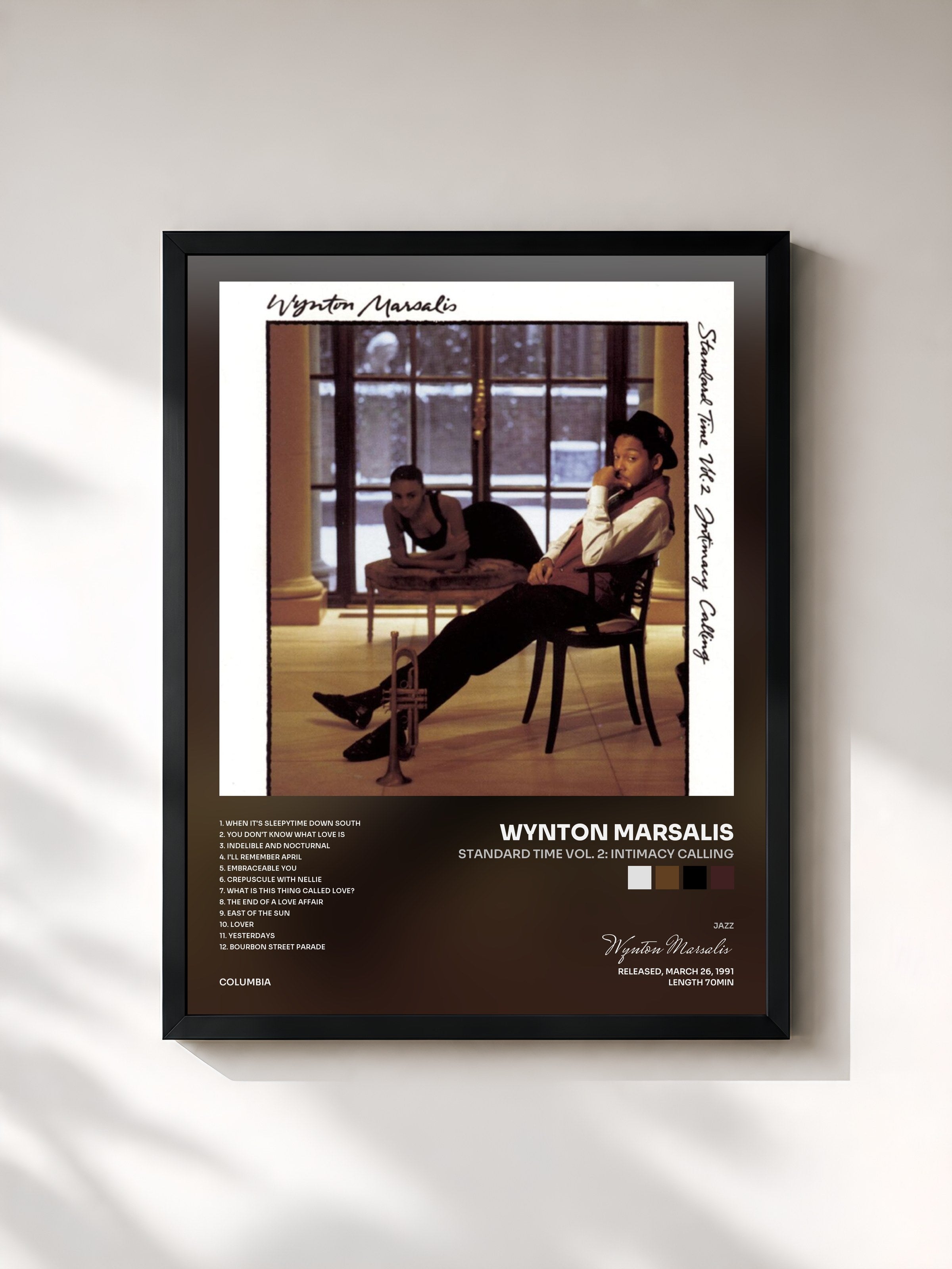 #noir Tableau de l'album Standard Time Vol. 2: Intimacy Calling de Wynton Marsalis, cadre noir, imprimé et encadré en France