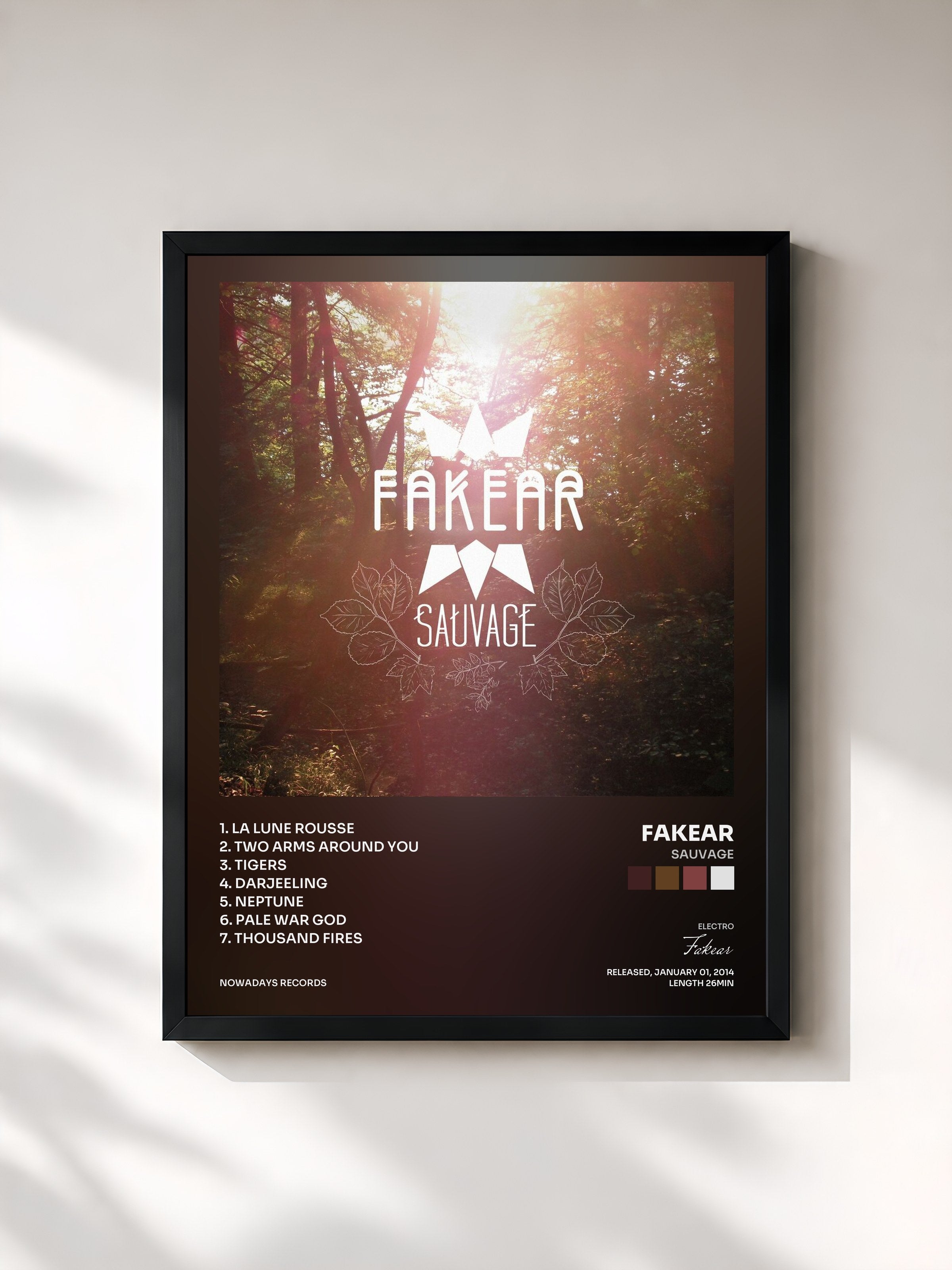 #noir Tableau de l'album Sauvage de Fakear, cadre noir, imprimé et encadré en France