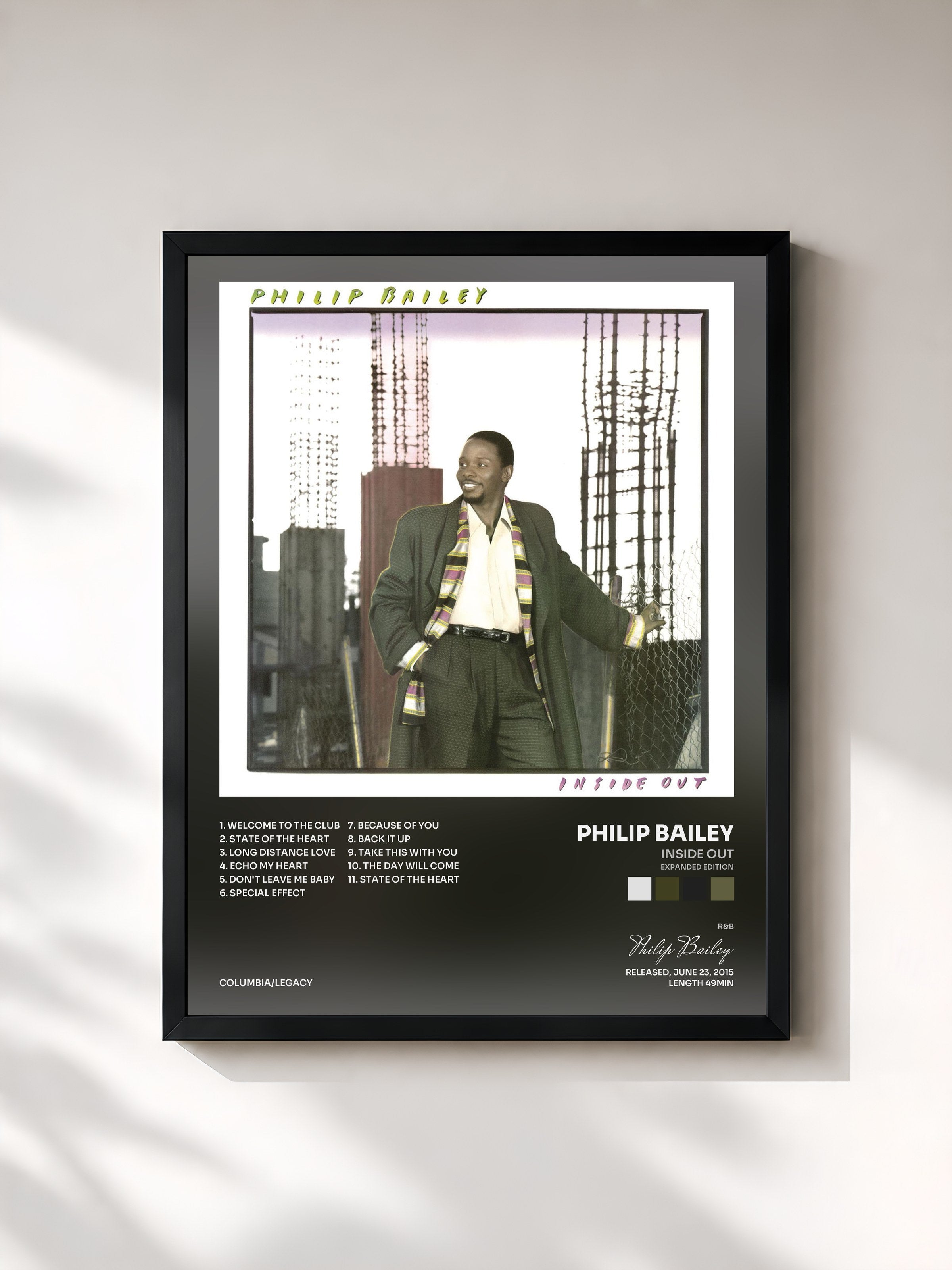 #noir Tableau de l'album Inside Out (Expanded Edition) de Philip Bailey, cadre noir, imprimé et encadré en France