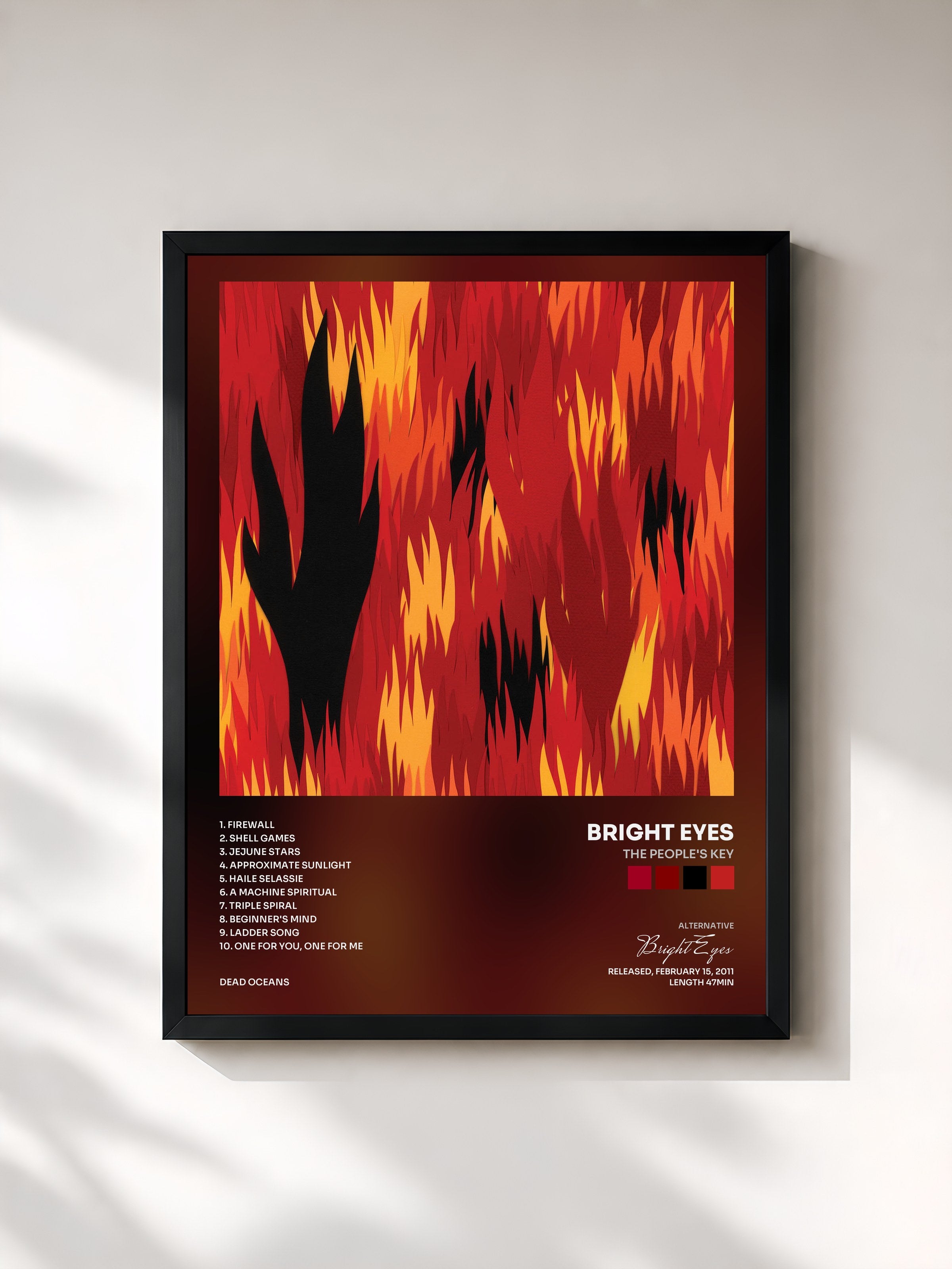 #noir Tableau de l'album The People's Key de Bright Eyes, cadre noir, imprimé et encadré en France