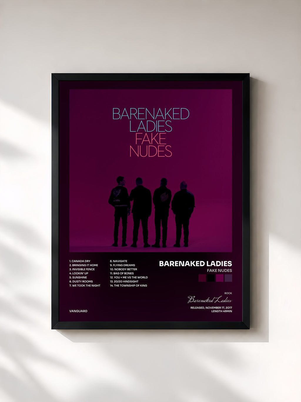 #noir Tableau de l'album Fake Nudes de Barenaked Ladies, cadre noir, imprimé et encadré en France