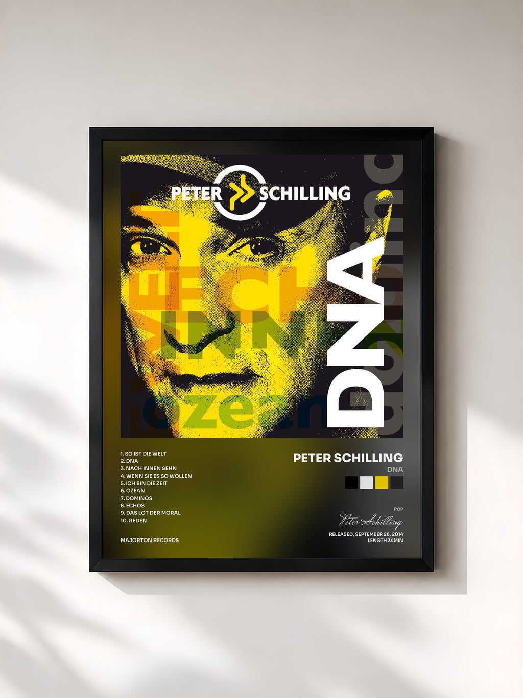 #noir Tableau de l'album DNA de Peter Schilling, cadre noir, imprimé et encadré en France