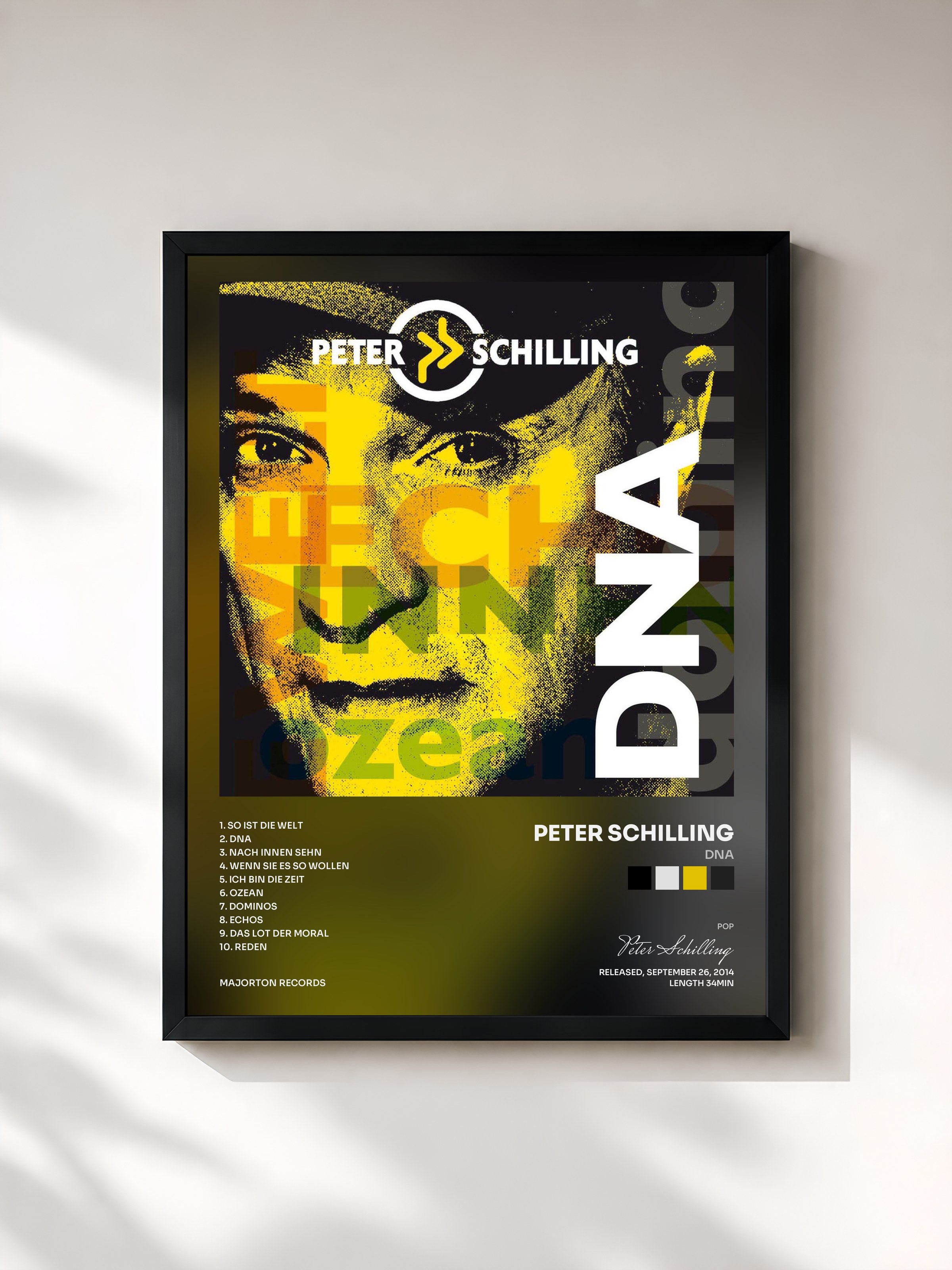#noir Tableau de l'album DNA de Peter Schilling, cadre noir, imprimé et encadré en France