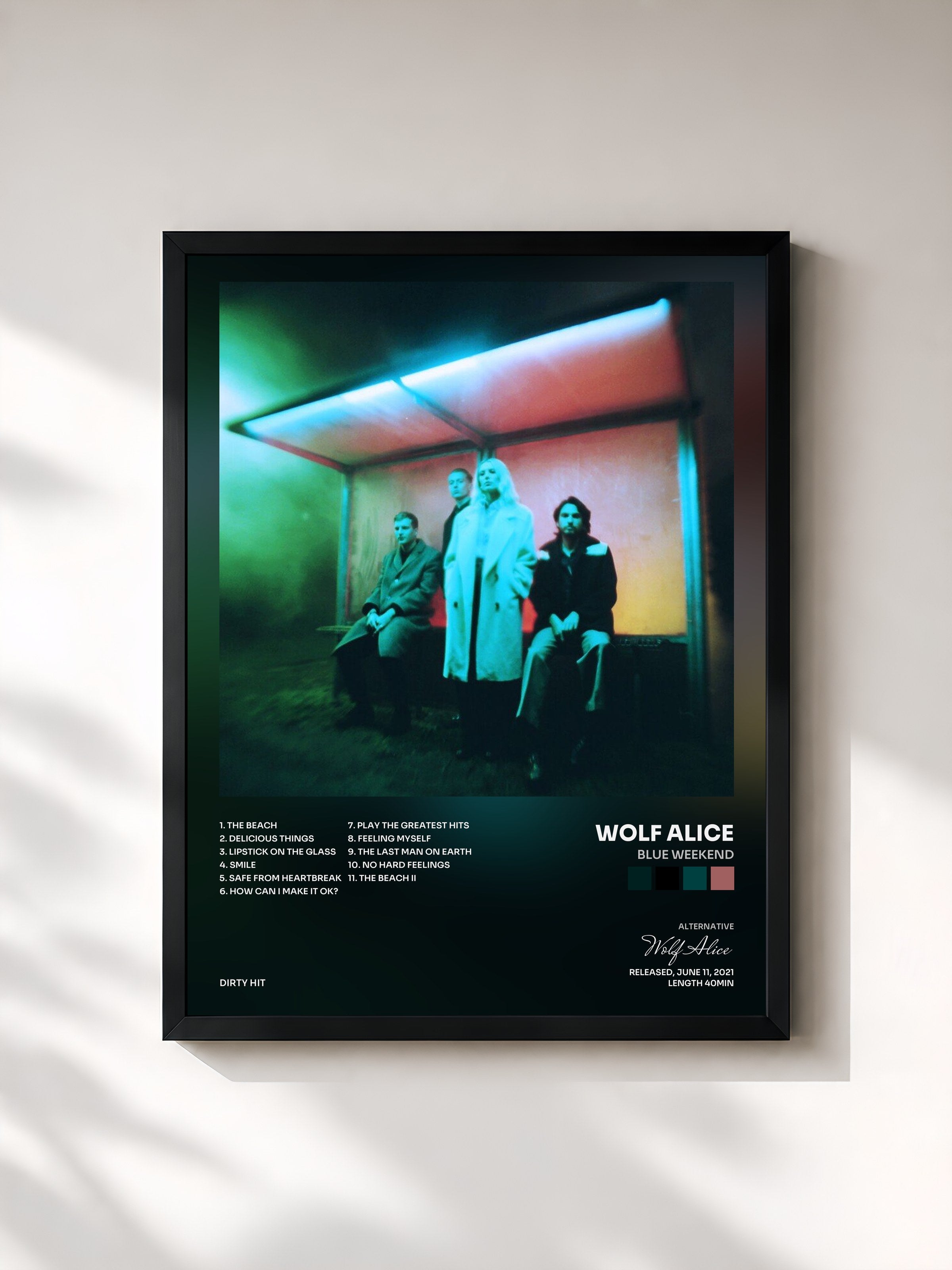 #noir Tableau de l'album Blue Weekend de Wolf Alice, cadre noir, imprimé et encadré en France