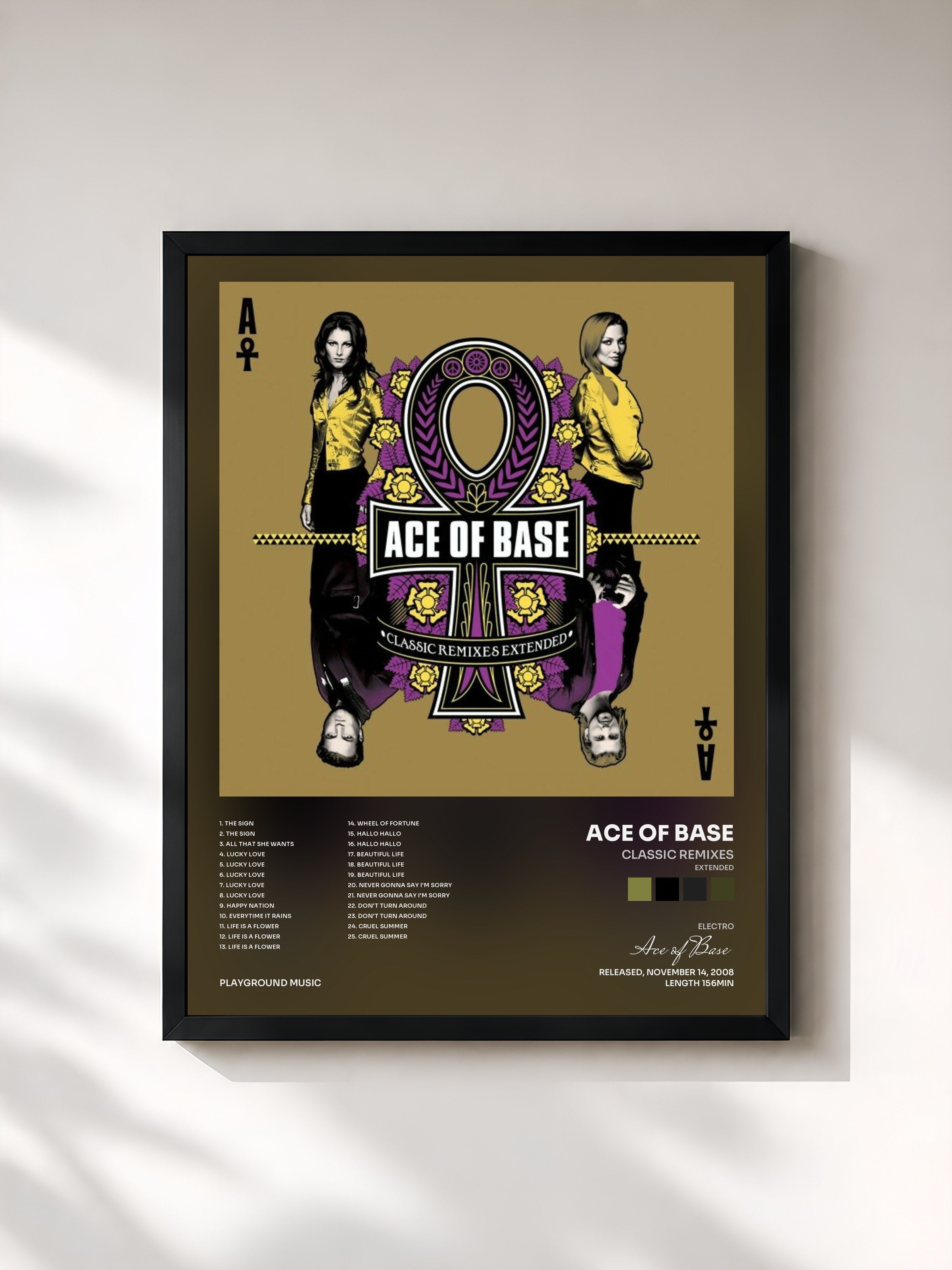 #noir Tableau de l'album Classic Remixes (Extended) de Ace of Base, cadre noir, imprimé et encadré en France