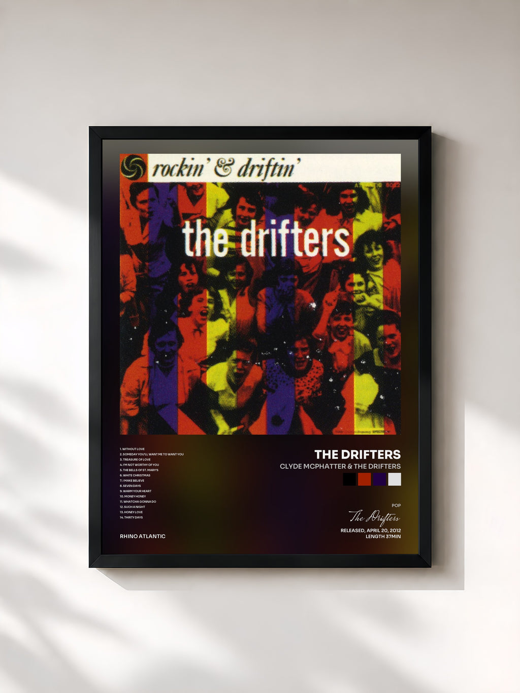 #noir Tableau de l'album Clyde McPhatter & The Drifters de The Drifters, cadre noir, imprimé et encadré en France