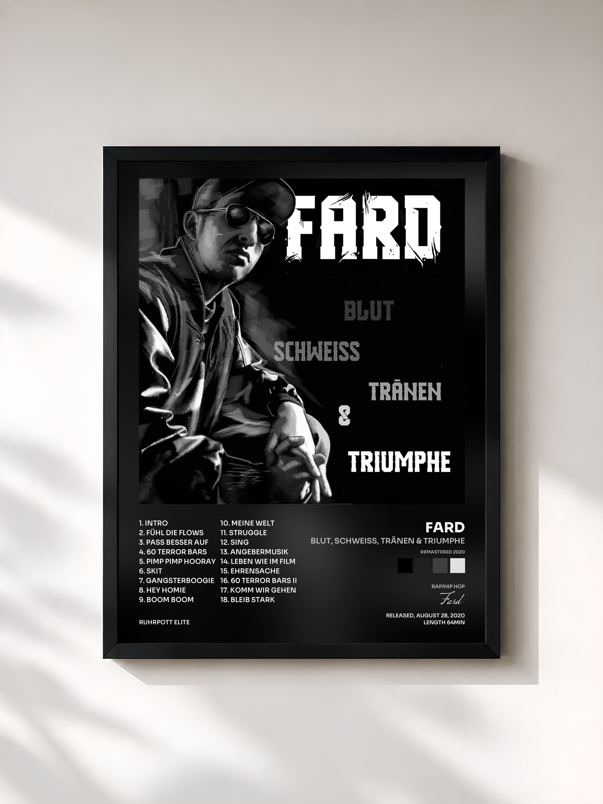 #noir Tableau de l'album Blut, Schweiss, Tränen & Triumphe (Remastered 2020) de Fard, cadre noir, imprimé et encadré en France