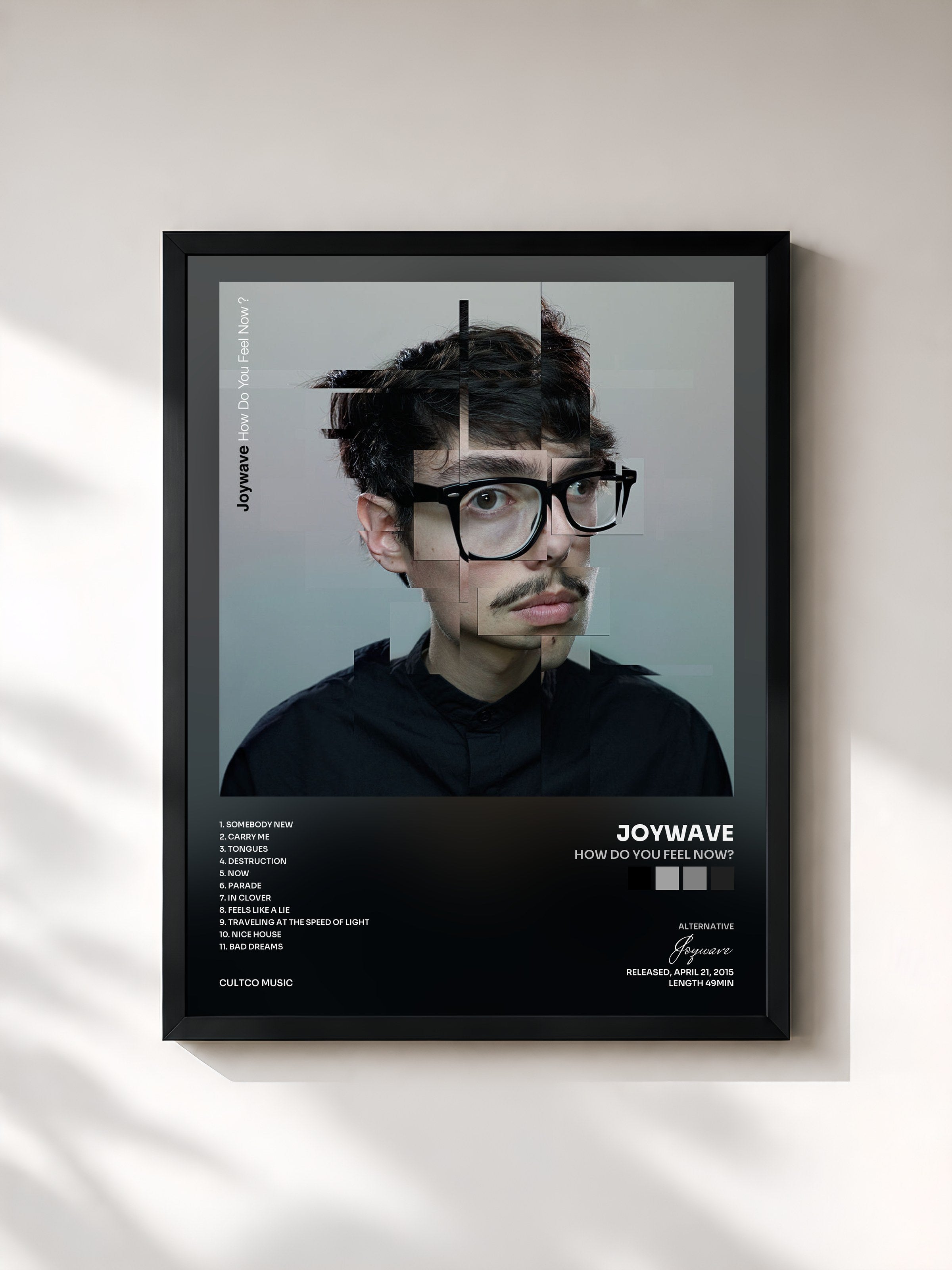 #noir Tableau de l'album How Do You Feel Now? de Joywave, cadre noir, imprimé et encadré en France