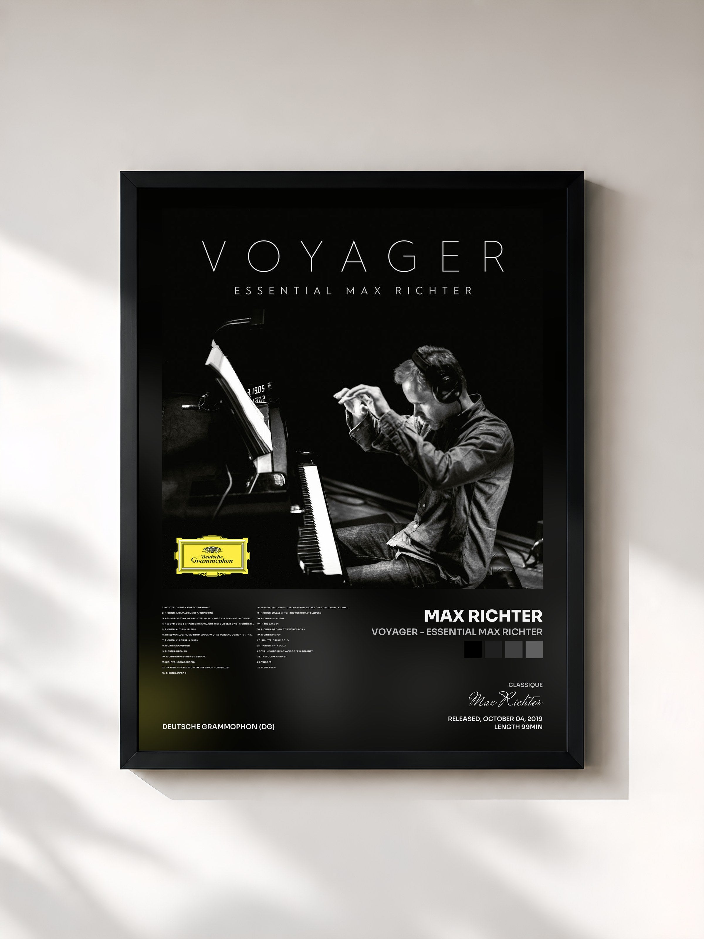 #noir Tableau de l'album Voyager - Essential Max Richter de Max Richter, cadre noir, imprimé et encadré en France