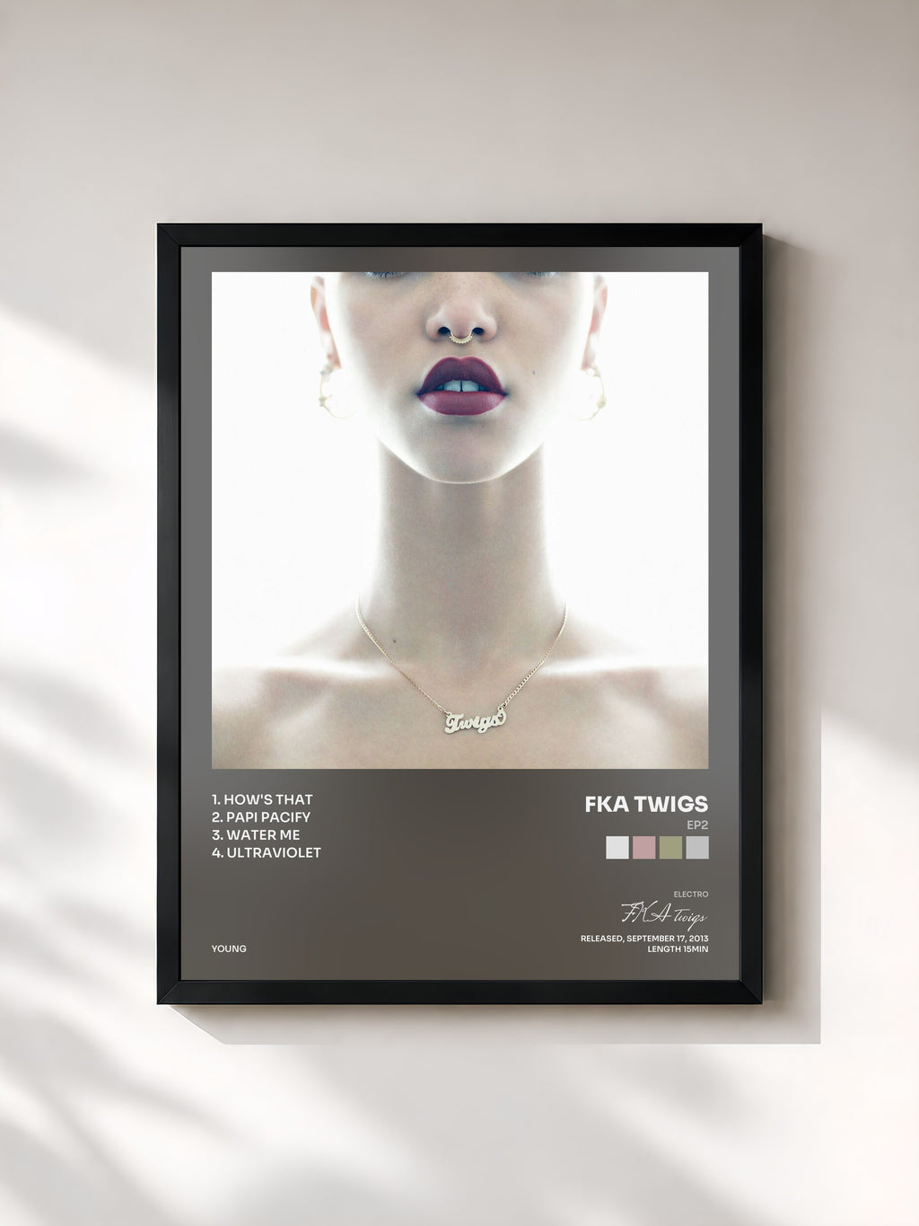 #noir Tableau de l'album EP2 de FKA twigs, cadre noir, imprimé et encadré en France