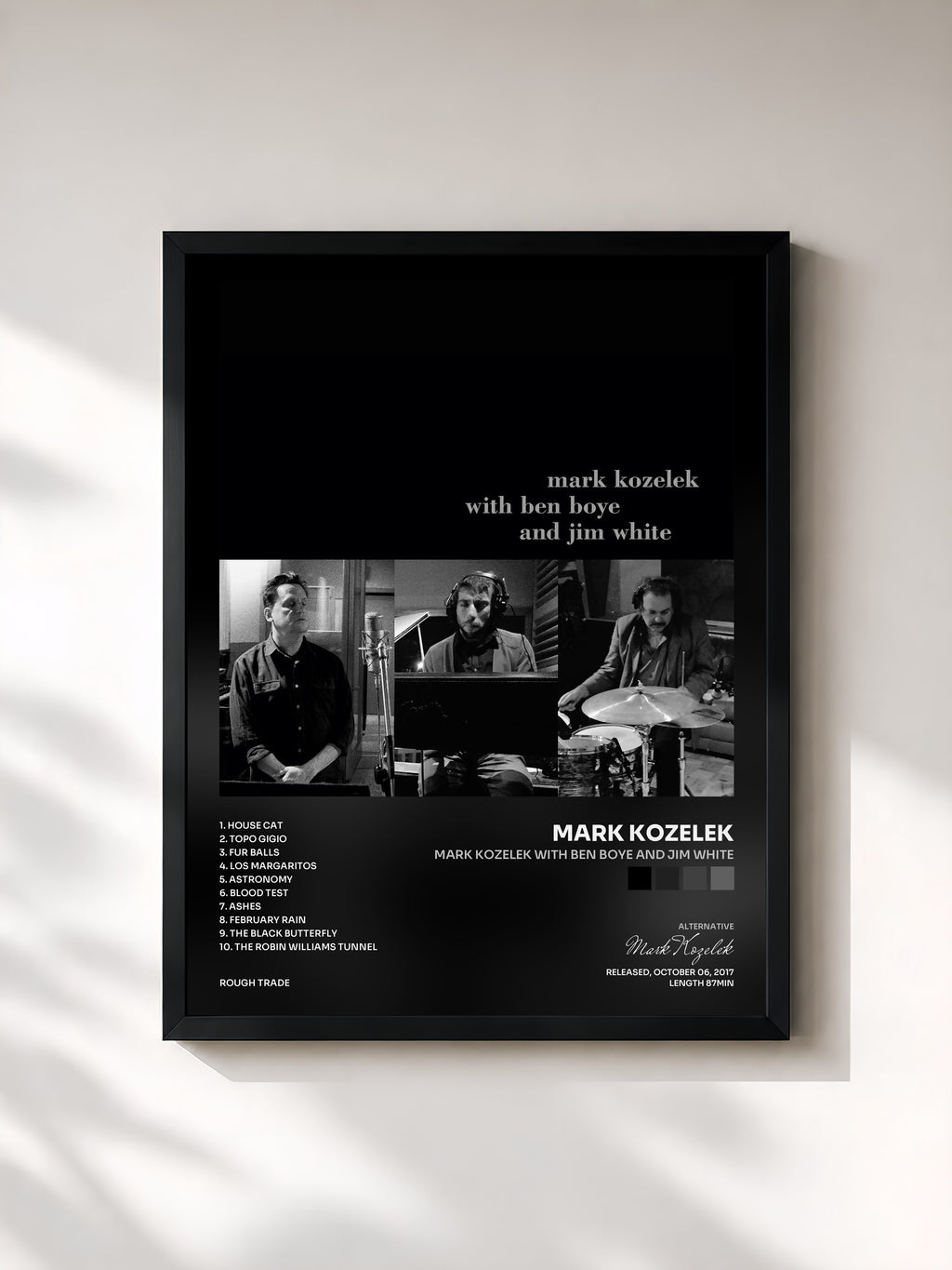 #noir Tableau de l'album mark kozelek with ben boye and jim white de Mark Kozelek, cadre noir, imprimé et encadré en France