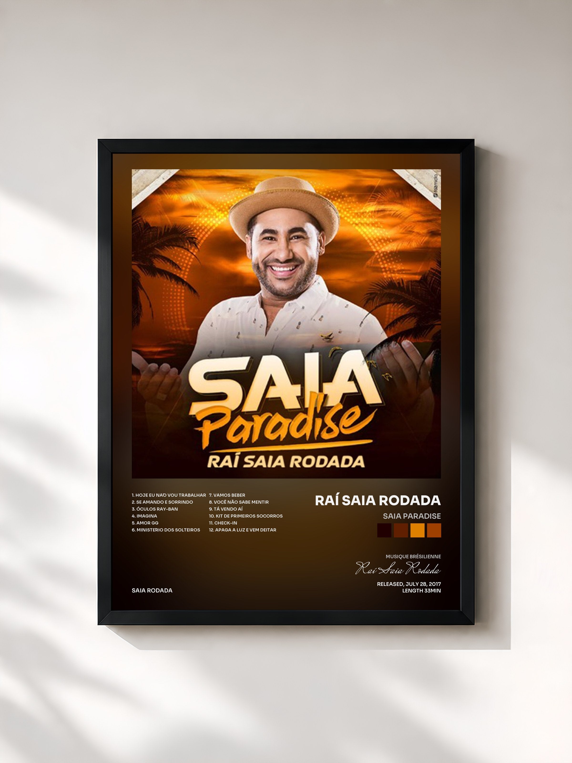 #noir Tableau de l'album Saia Paradise de Raí Saia Rodada, cadre noir, imprimé et encadré en France