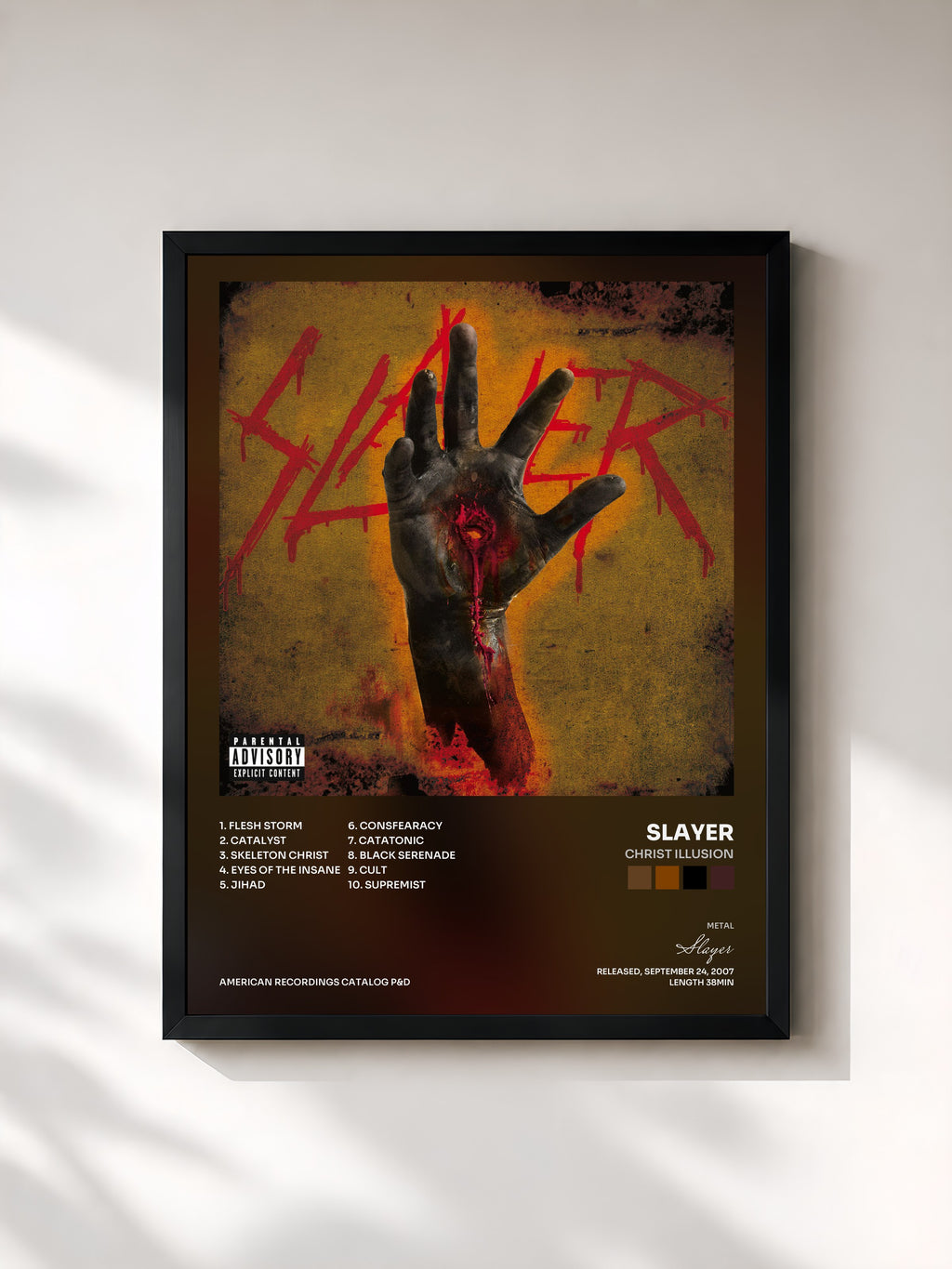 #noir Tableau de l'album Christ Illusion de Slayer, cadre noir, imprimé et encadré en France