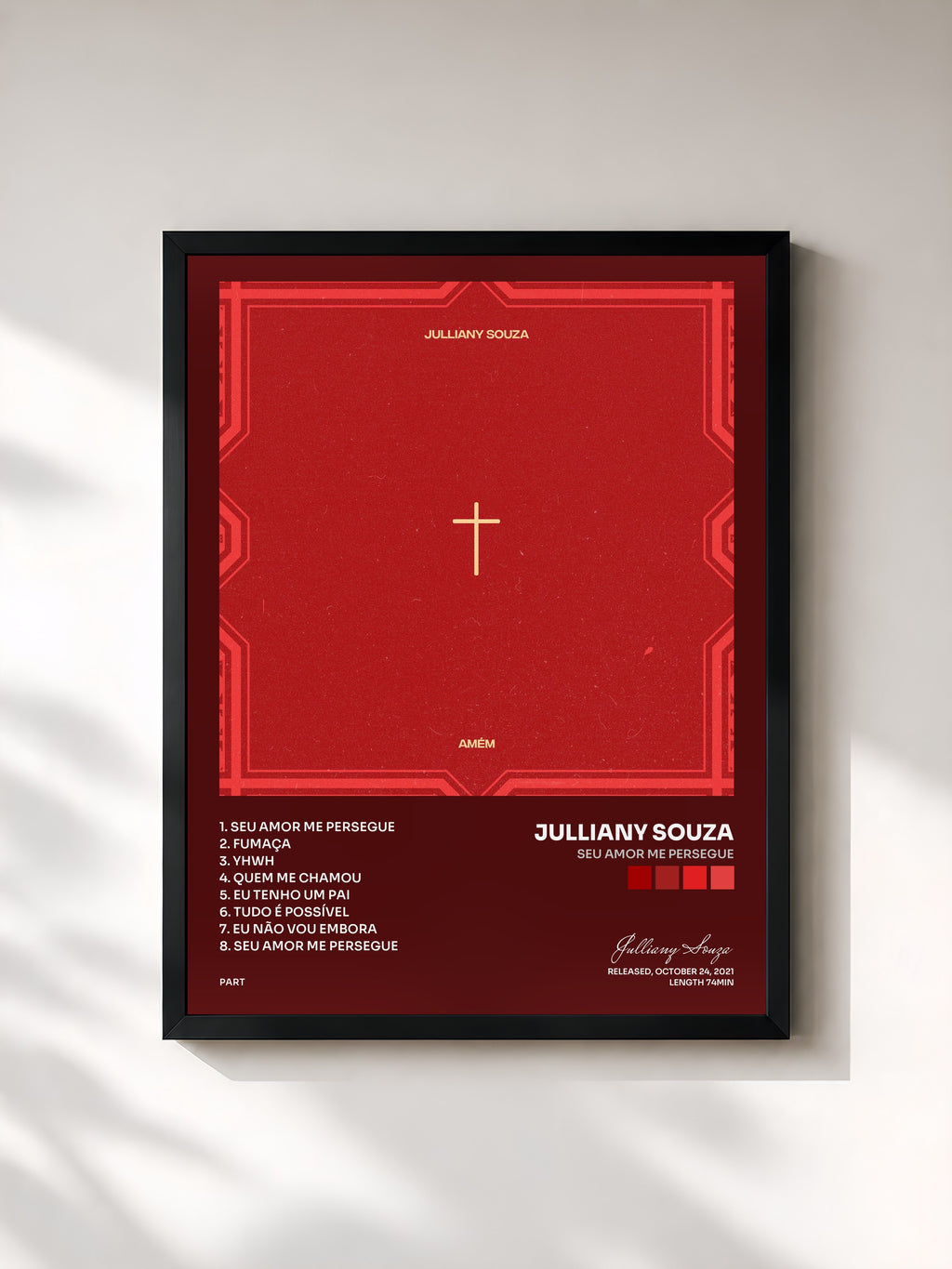 #noir Tableau de l'album Seu Amor Me Persegue de Julliany Souza, cadre noir, imprimé et encadré en France