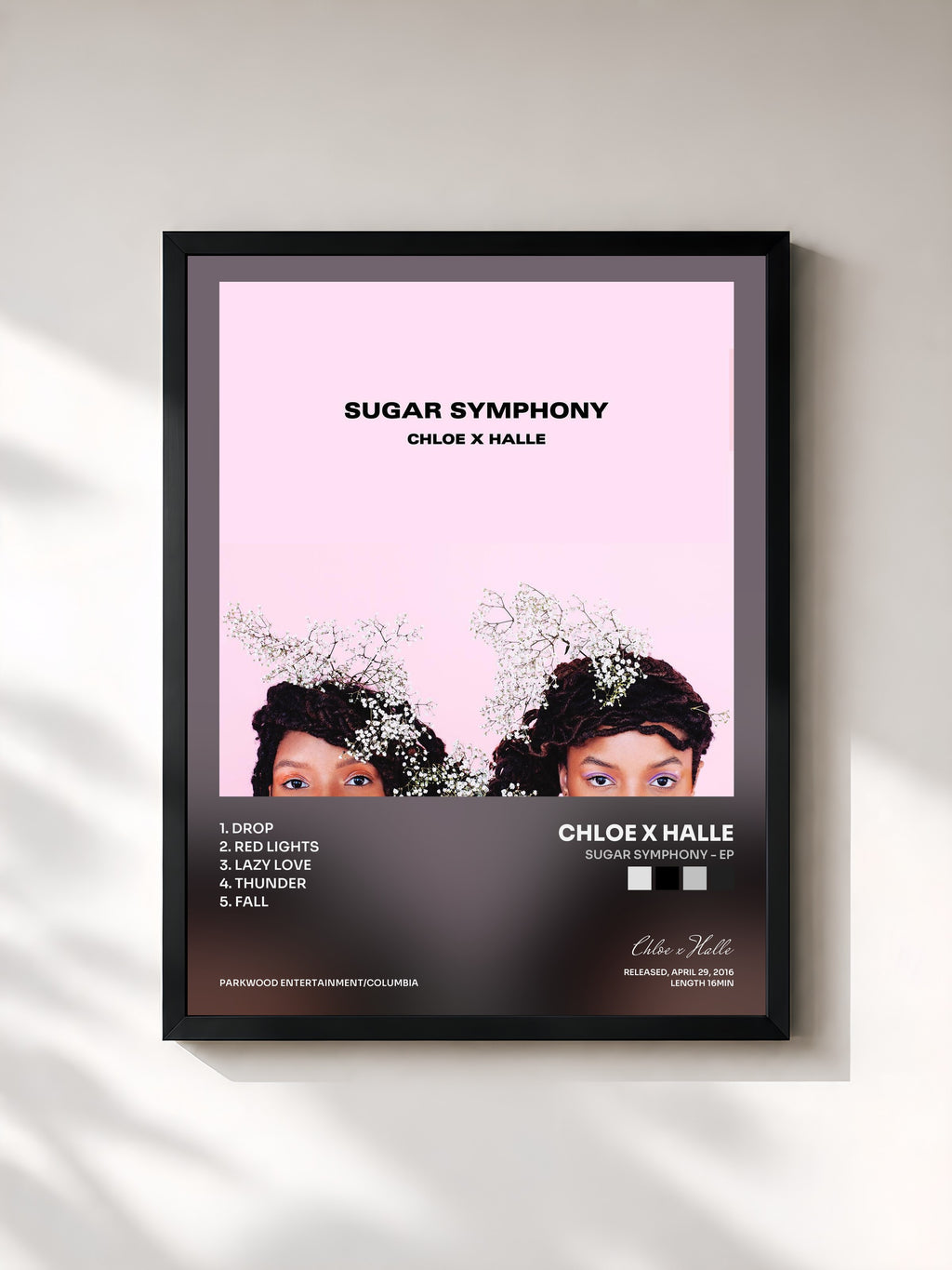 #noir Tableau de l'album Sugar Symphony - EP de Chloe x Halle, cadre noir, imprimé et encadré en France