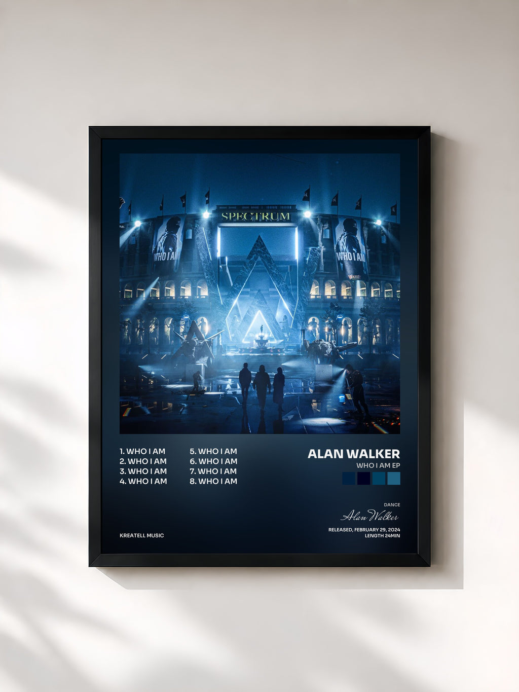 #noir Tableau de l'album Who I Am EP de Alan Walker, cadre noir, imprimé et encadré en France