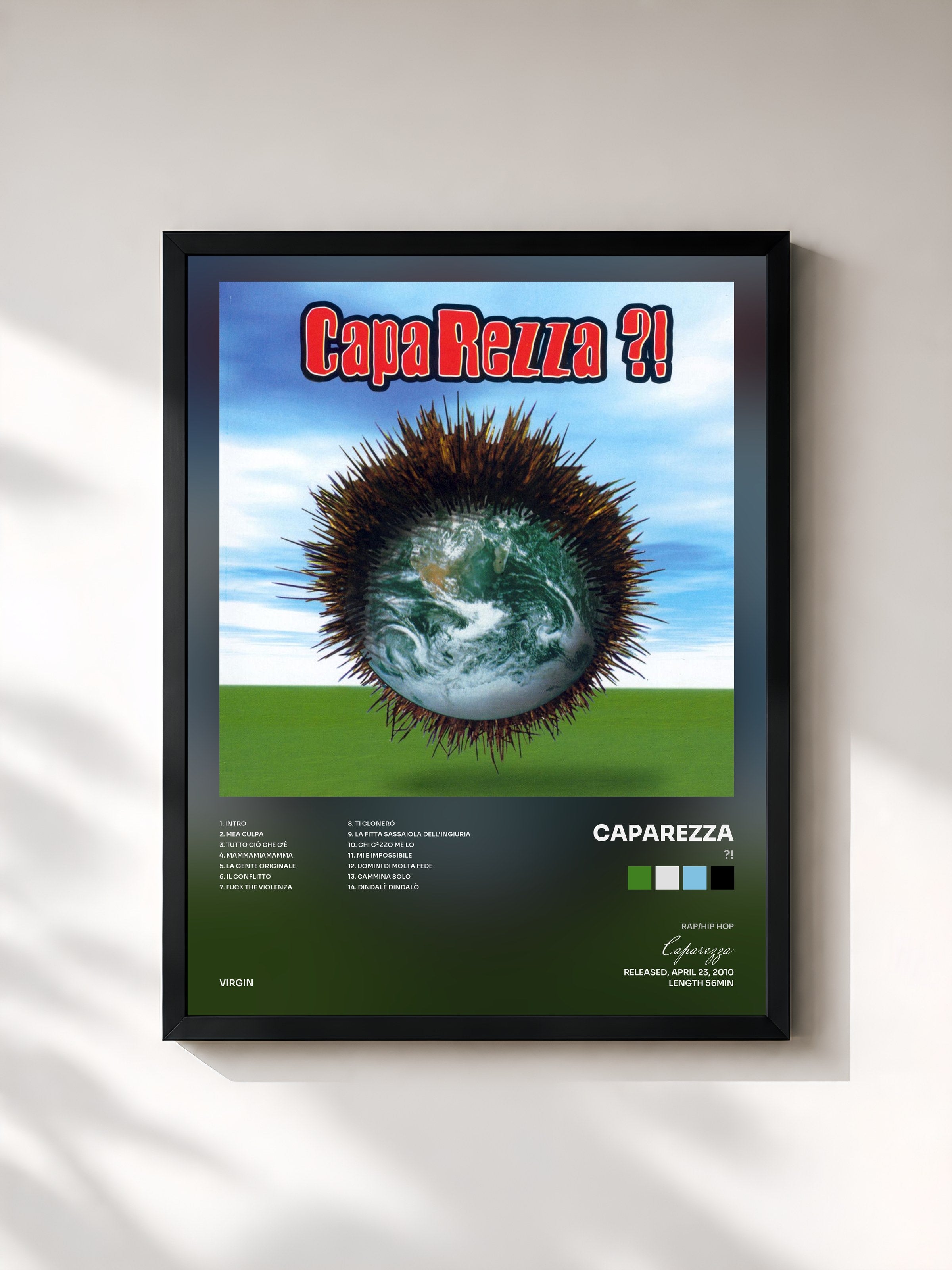 #noir Tableau de l'album ?! de Caparezza, cadre noir, imprimé et encadré en France