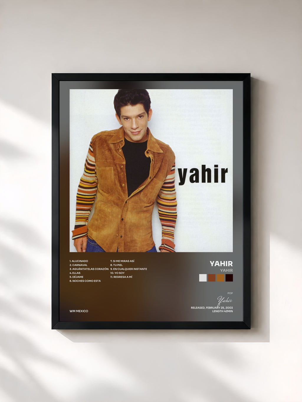 #noir Tableau de l'album Yahir de Yahir, cadre noir, imprimé et encadré en France