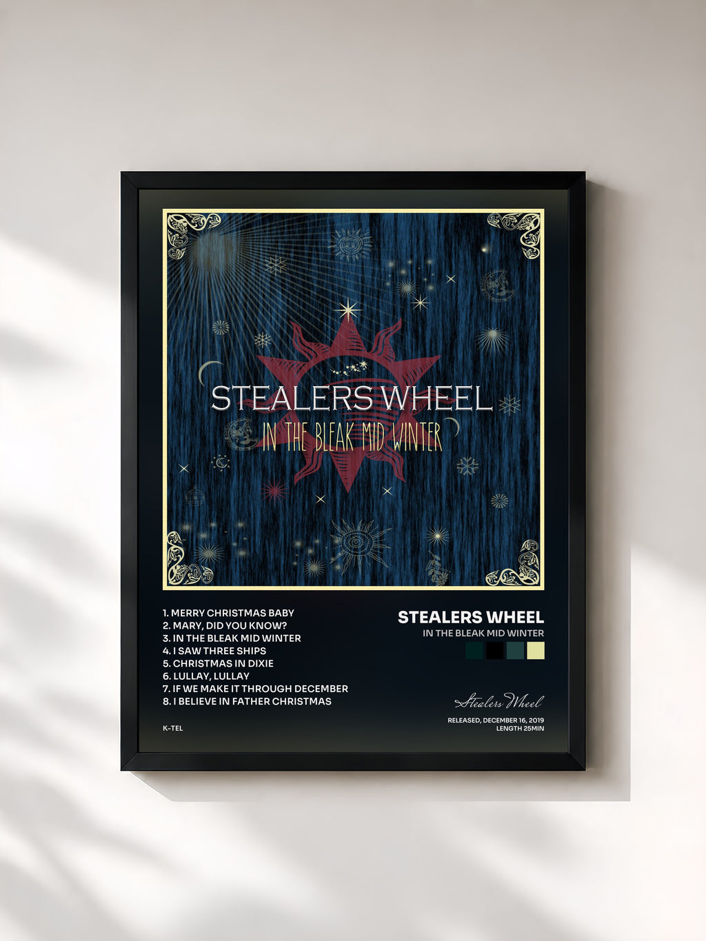 #noir Tableau de l'album In the Bleak Mid Winter de Stealers Wheel, cadre noir, imprimé et encadré en France