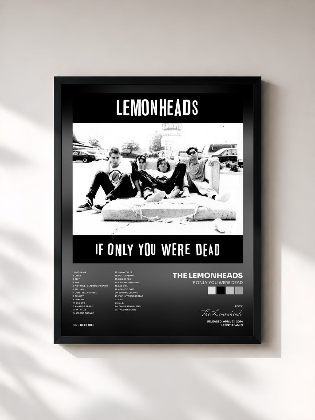 #noir Tableau de l'album If Only You Were Dead de The Lemonheads, cadre noir, imprimé et encadré en France