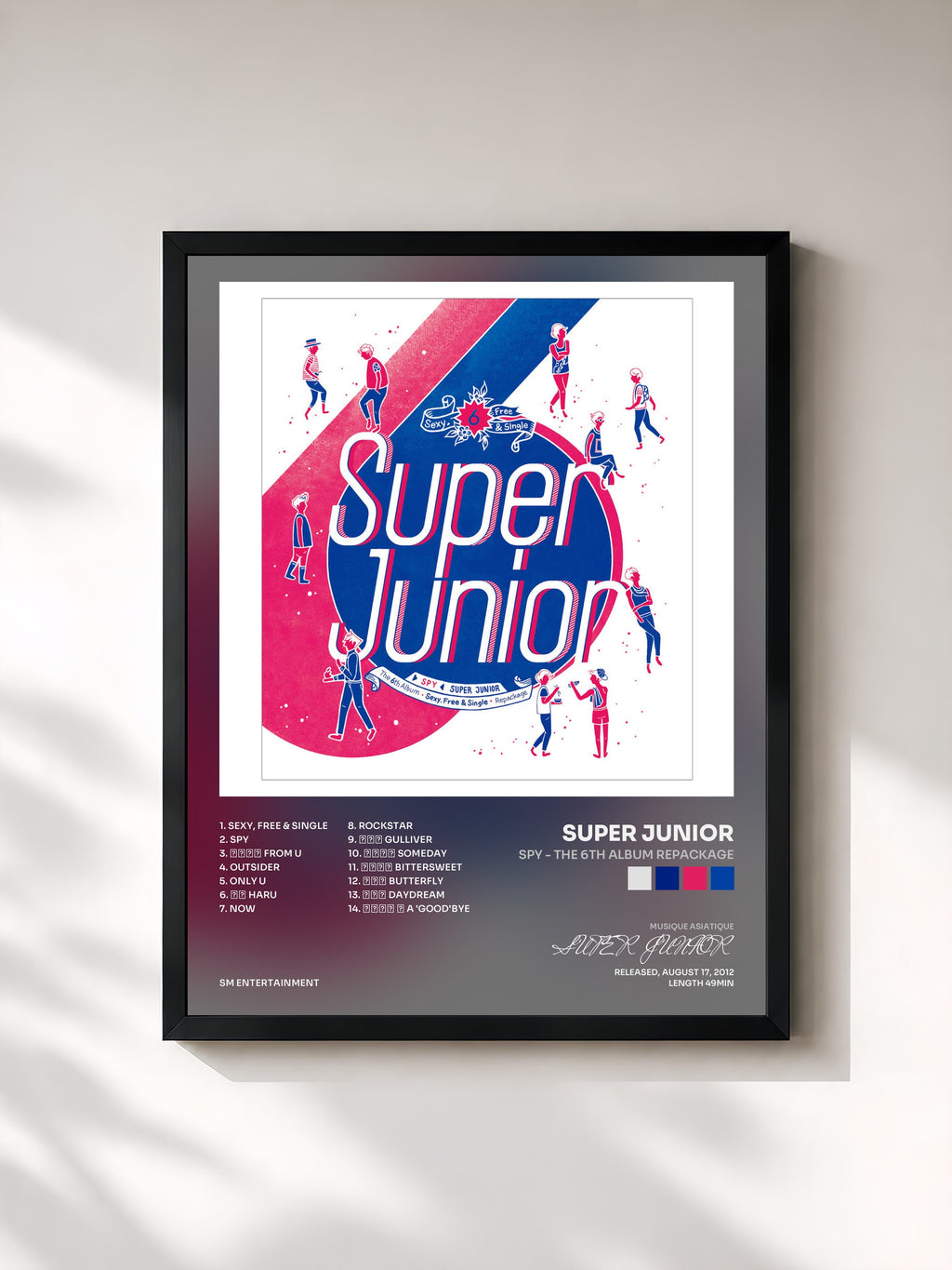 #noir Tableau de l'album SPY - The 6th Album Repackage de SUPER JUNIOR, cadre noir, imprimé et encadré en France