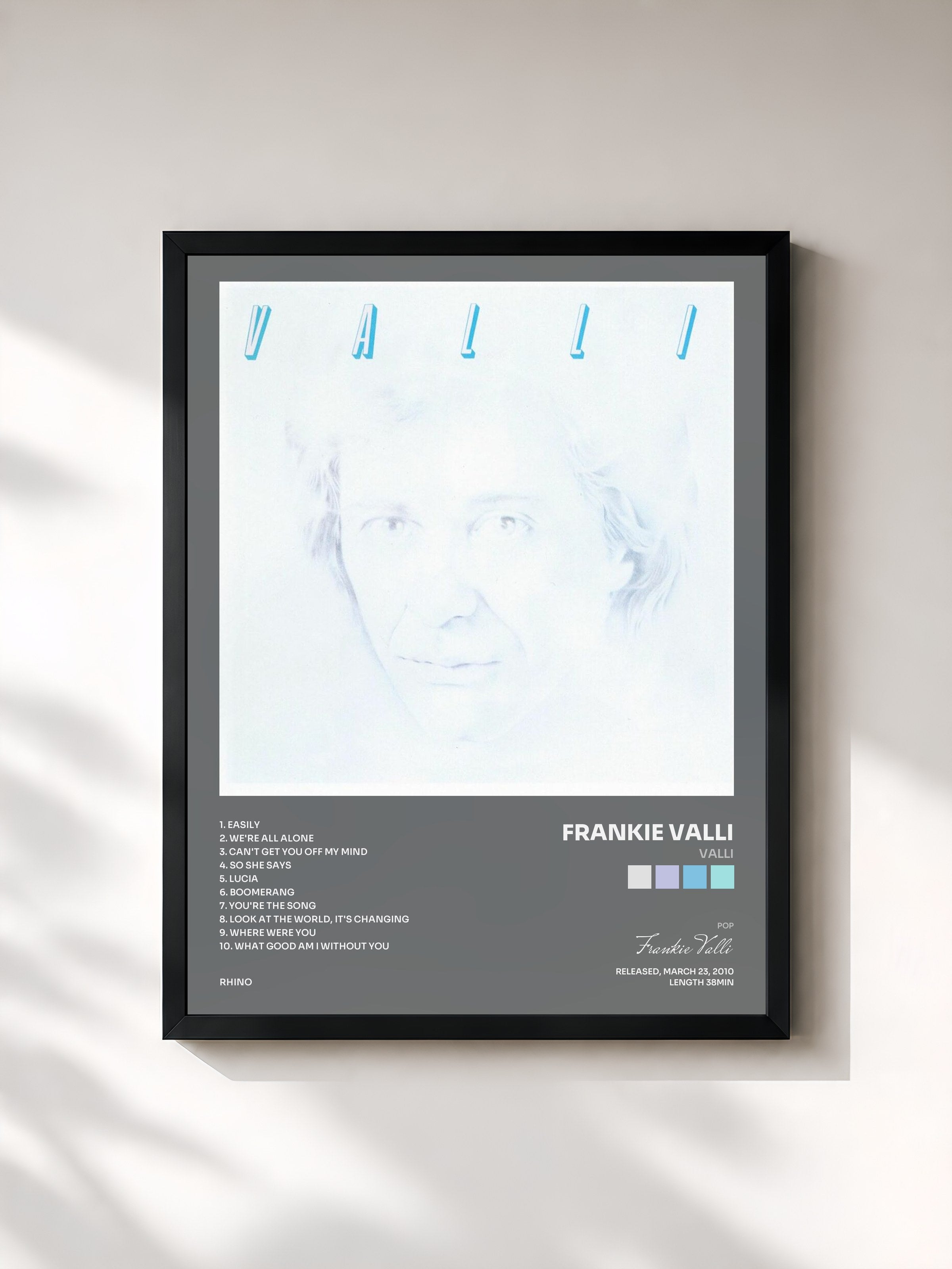 #noir Tableau de l'album Valli de Frankie Valli, cadre noir, imprimé et encadré en France