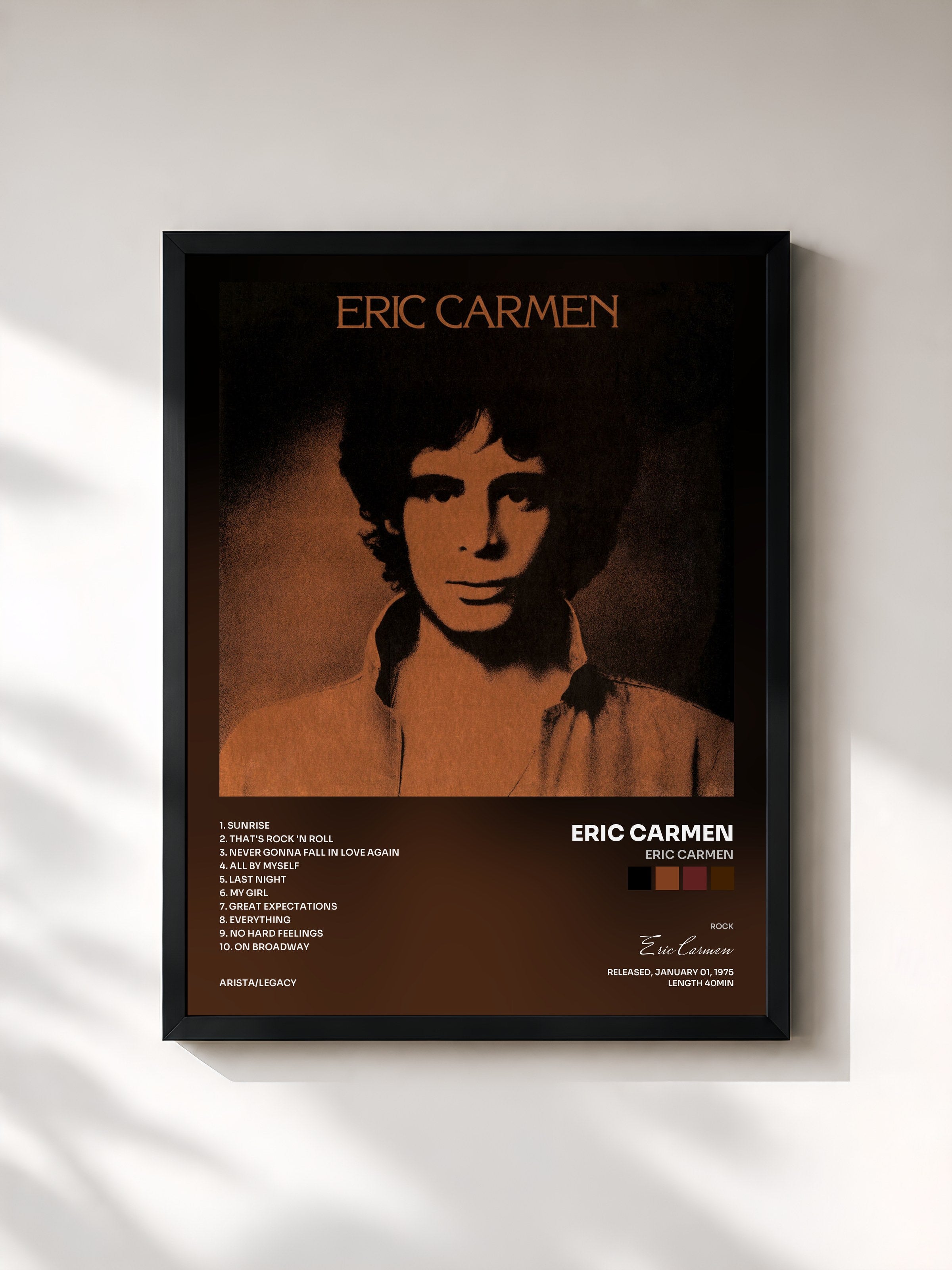#noir Tableau de l'album Eric Carmen de Eric Carmen, cadre noir, imprimé et encadré en France
