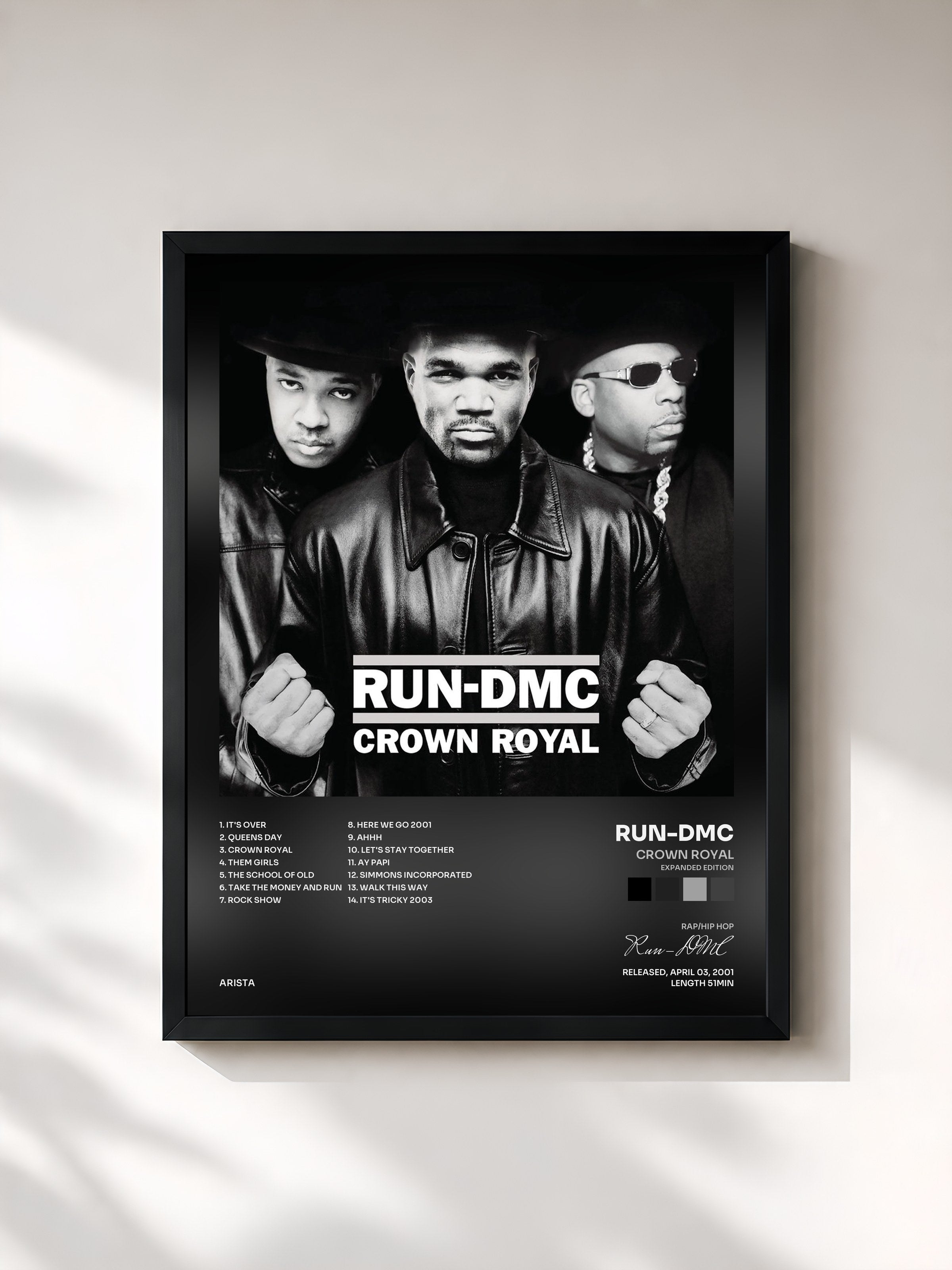 #noir Tableau de l'album Crown Royal (Expanded Edition) de Run-DMC, cadre noir, imprimé et encadré en France